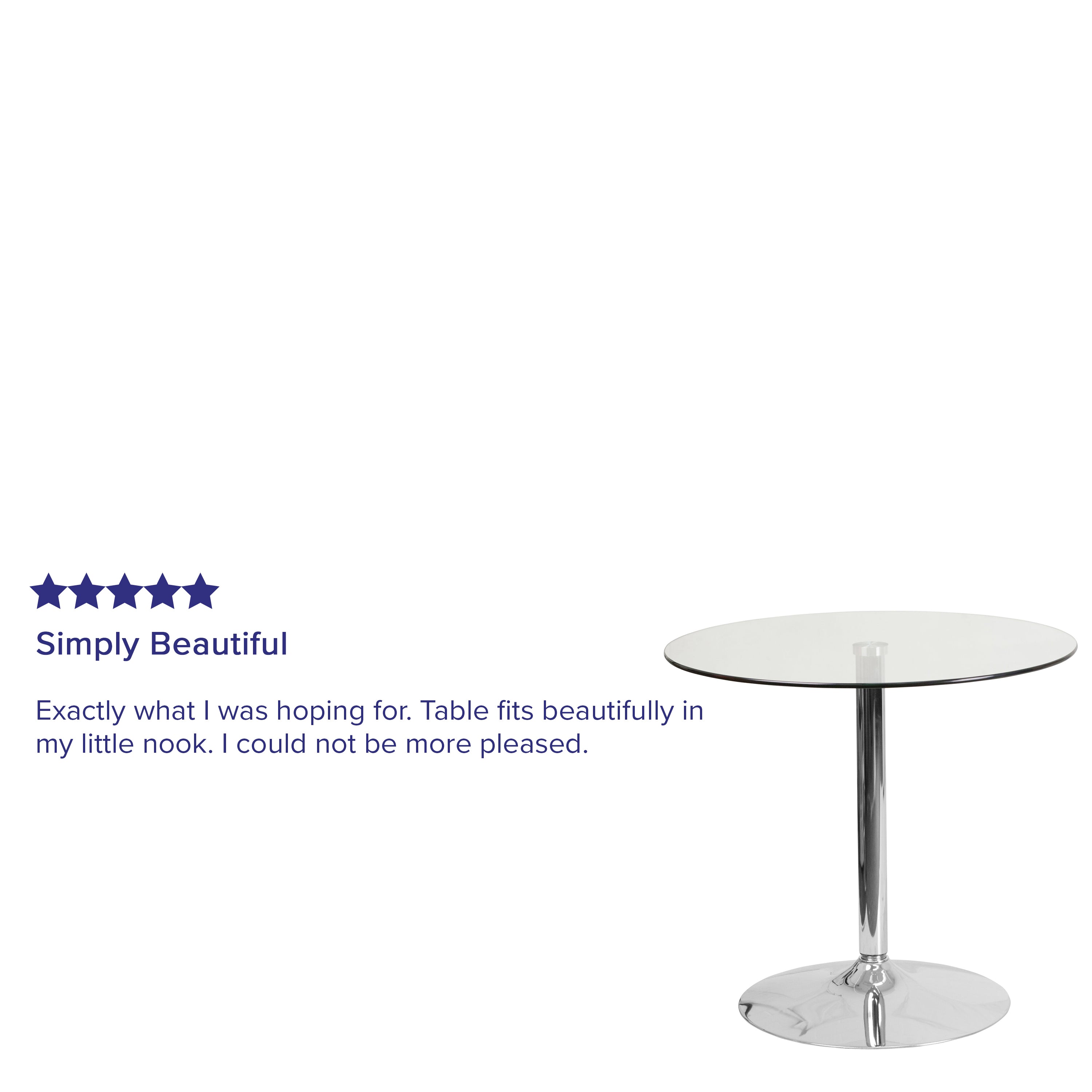 Hills 31.5'' Round Glass Table with 29''H Chrome Base