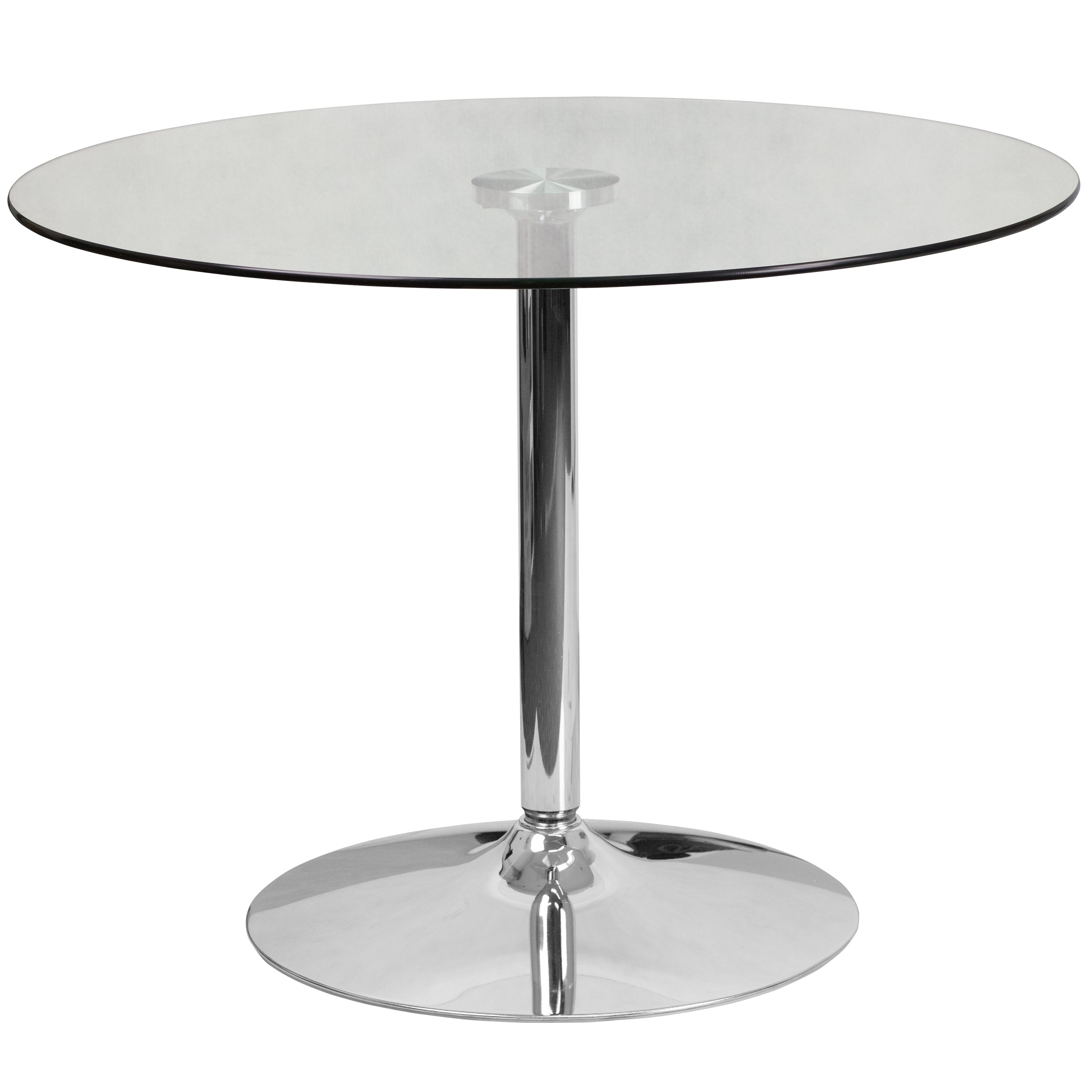 Hills 39.25'' Round Glass Table with 29''H Chrome Base
