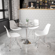 Hills 39.25'' Round Glass Table with 29''H Chrome Base