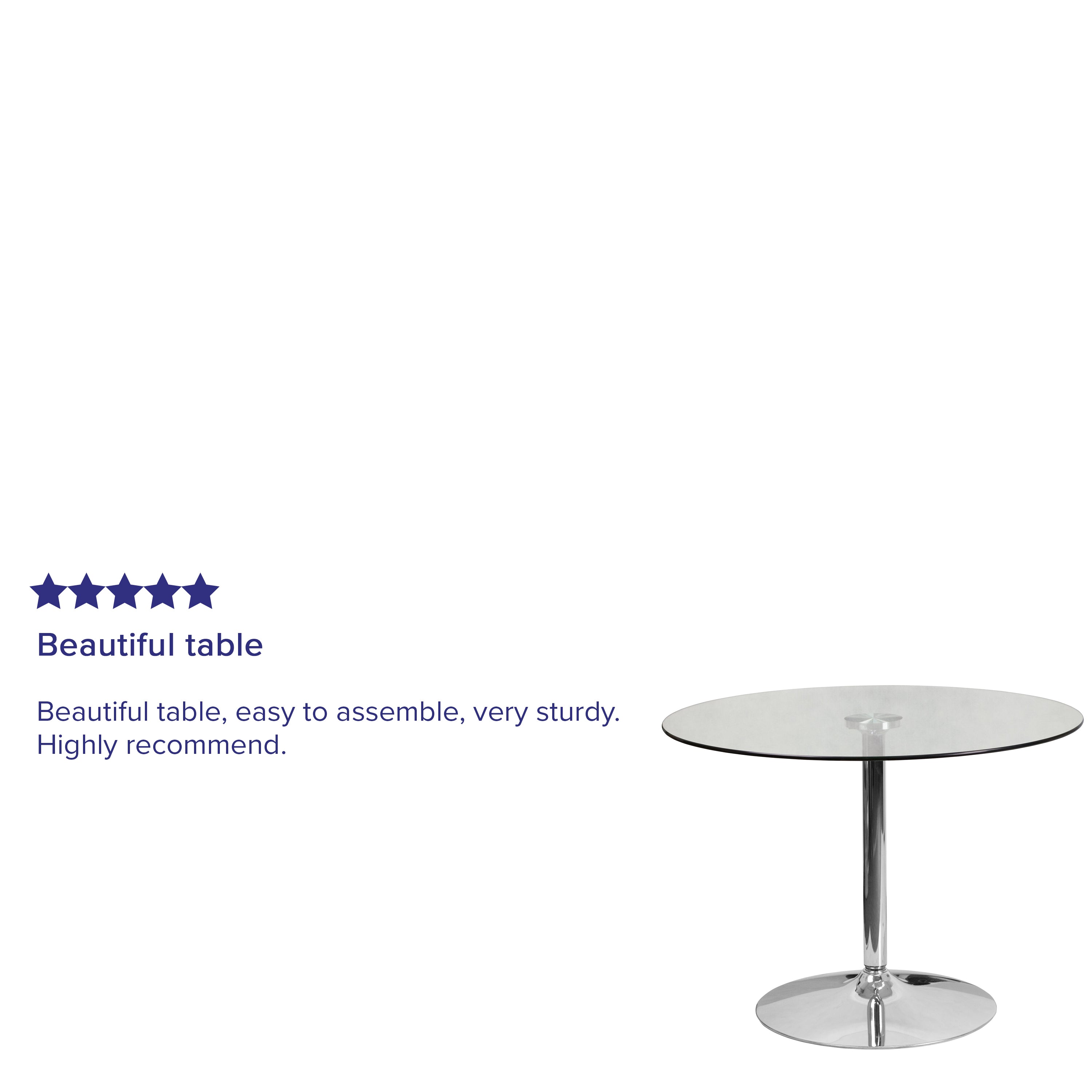 Hills 39.25'' Round Glass Table with 29''H Chrome Base