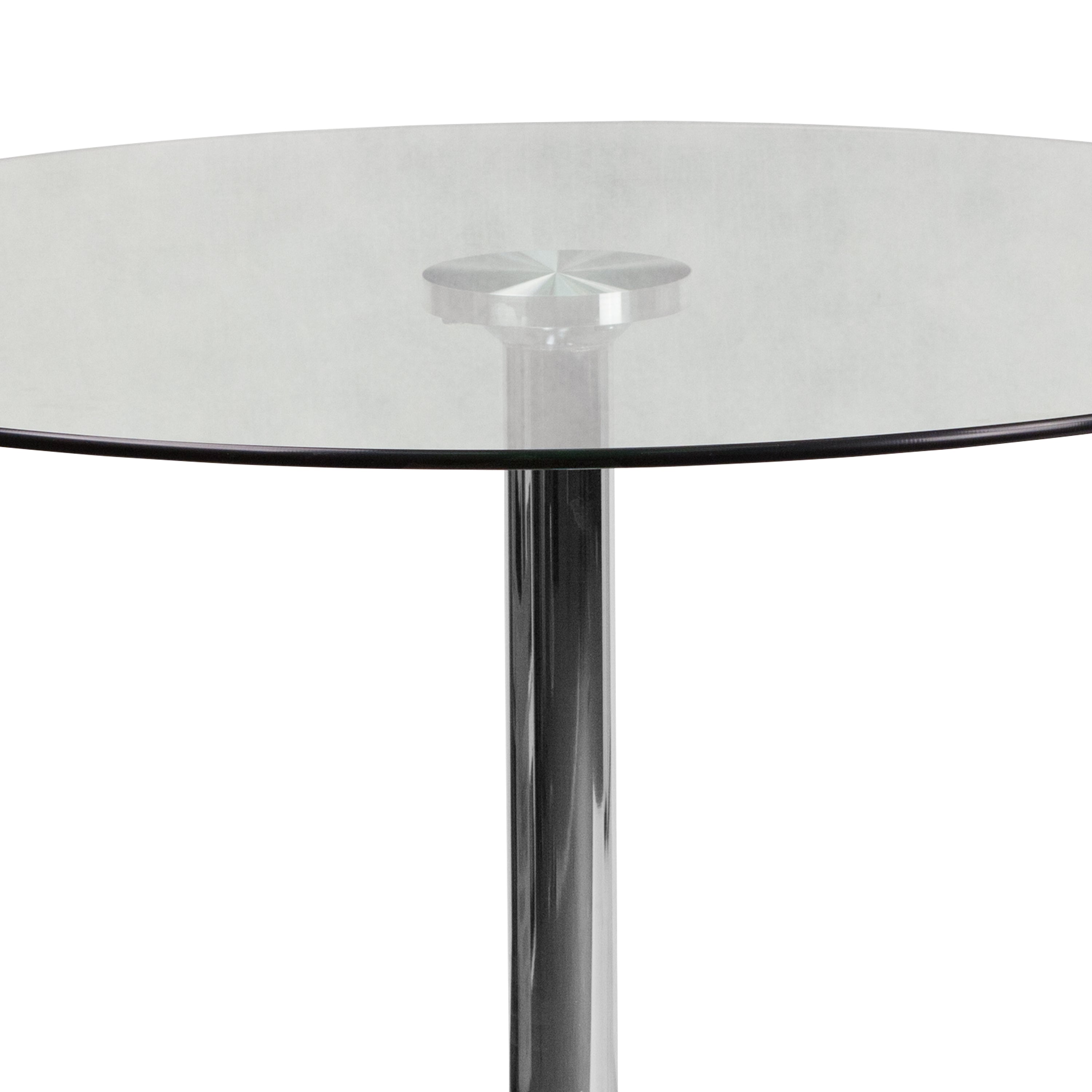 Hills 39.25'' Round Glass Table with 29''H Chrome Base
