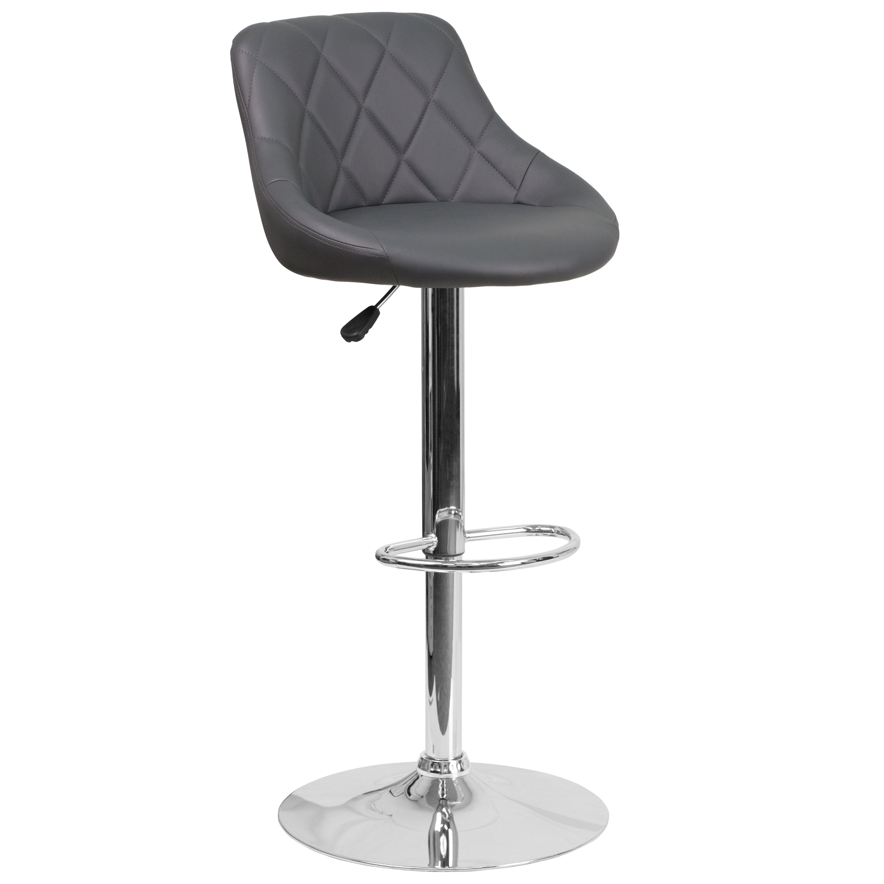 Dale Contemporary Gray Vinyl Bucket Seat Adjustable Height Barstool with Chrome Base