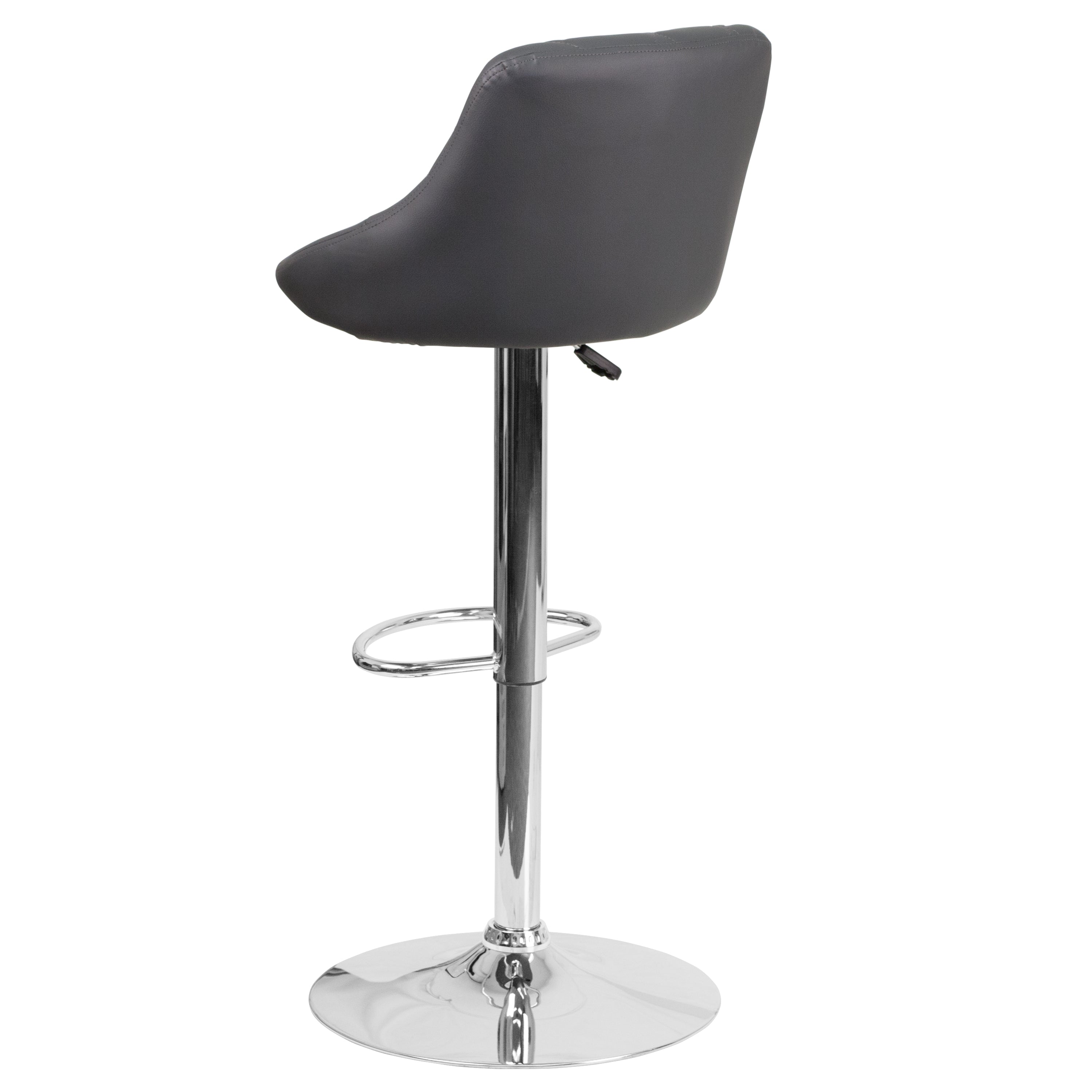 Dale Contemporary Gray Vinyl Bucket Seat Adjustable Height Barstool with Chrome Base