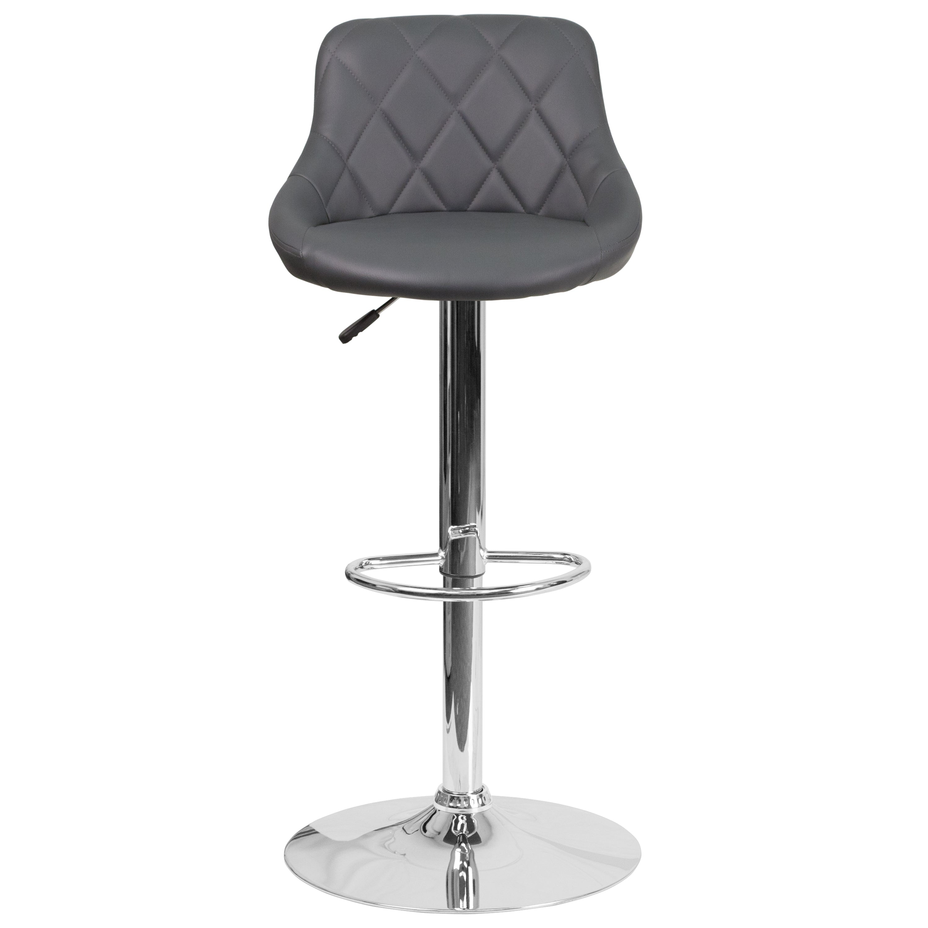 Dale Contemporary Gray Vinyl Bucket Seat Adjustable Height Barstool with Chrome Base