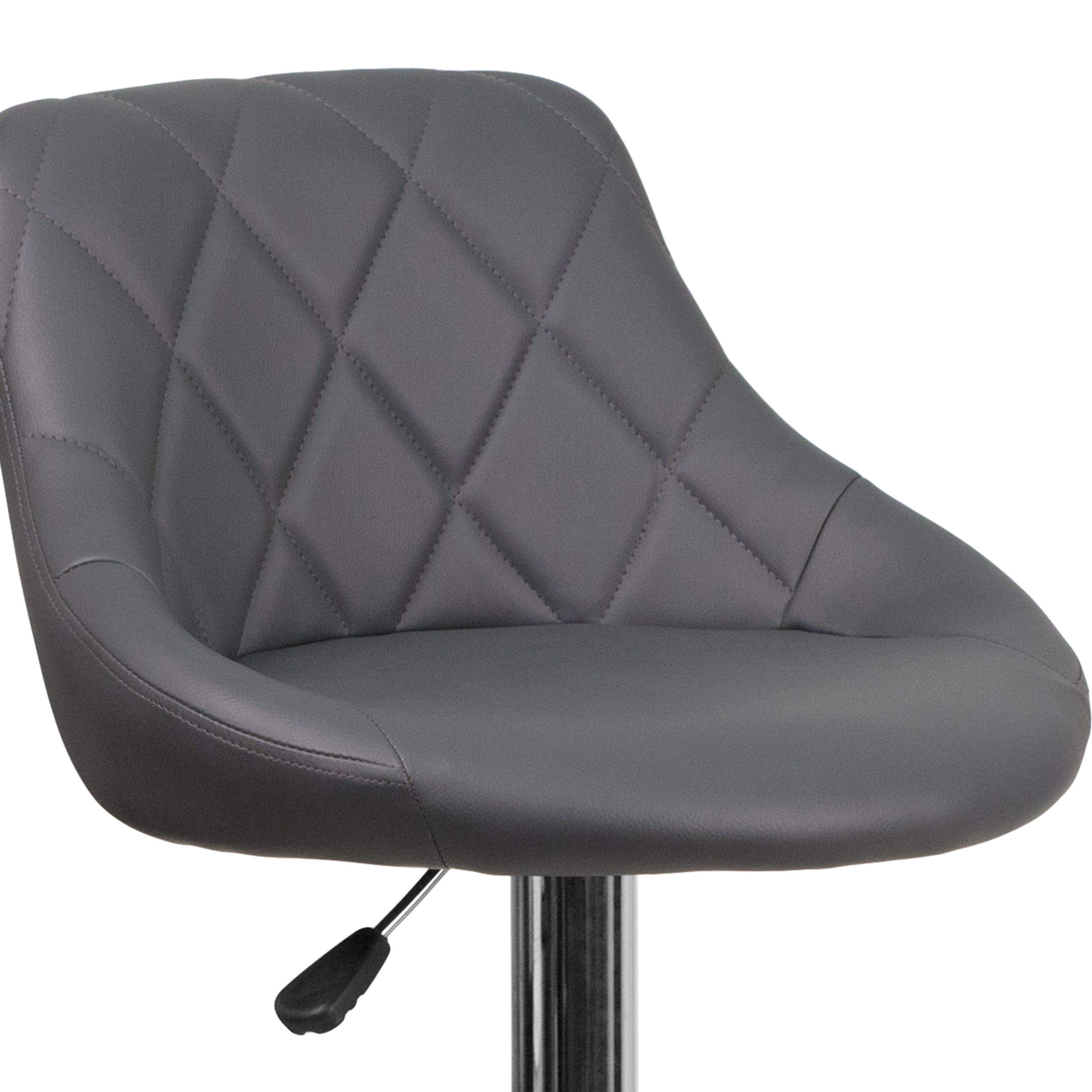 Dale Contemporary Gray Vinyl Bucket Seat Adjustable Height Barstool with Chrome Base