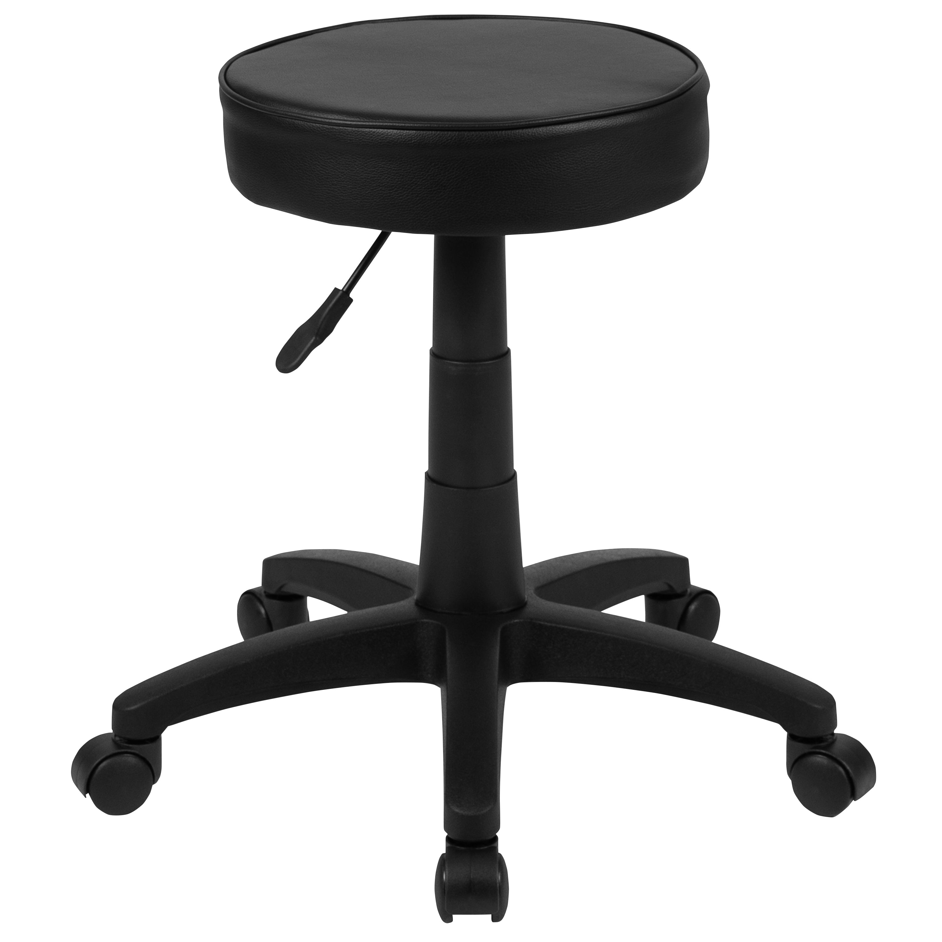 Baker Black Adjustable Doctors Stool on Wheels with Ergonomic Molded Seat