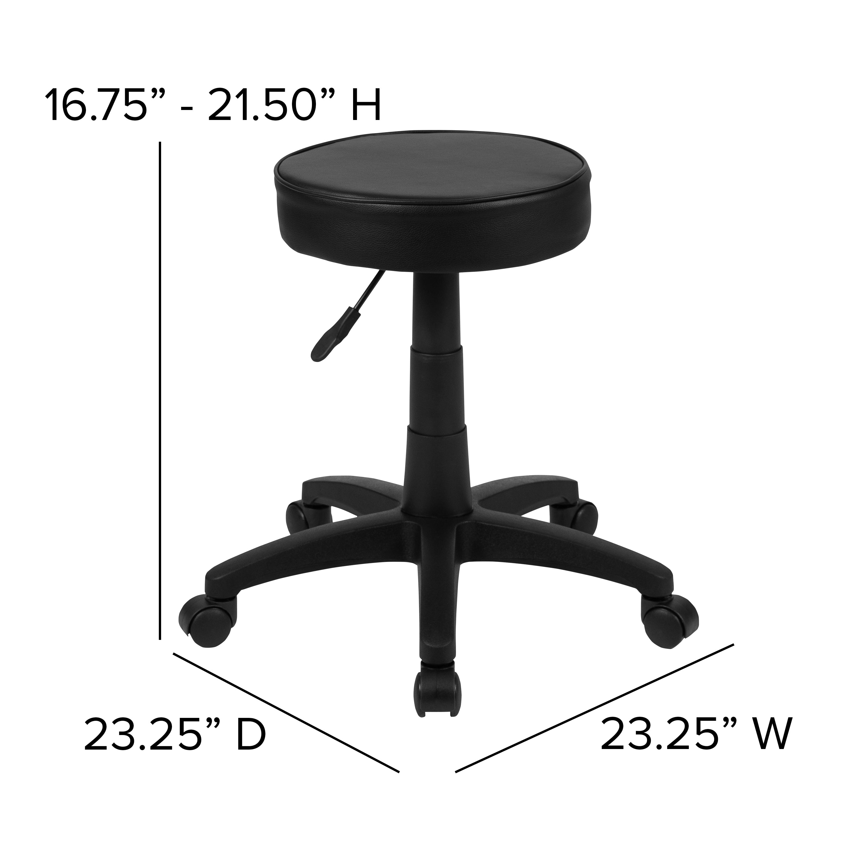 Baker Black Adjustable Doctors Stool on Wheels with Ergonomic Molded Seat