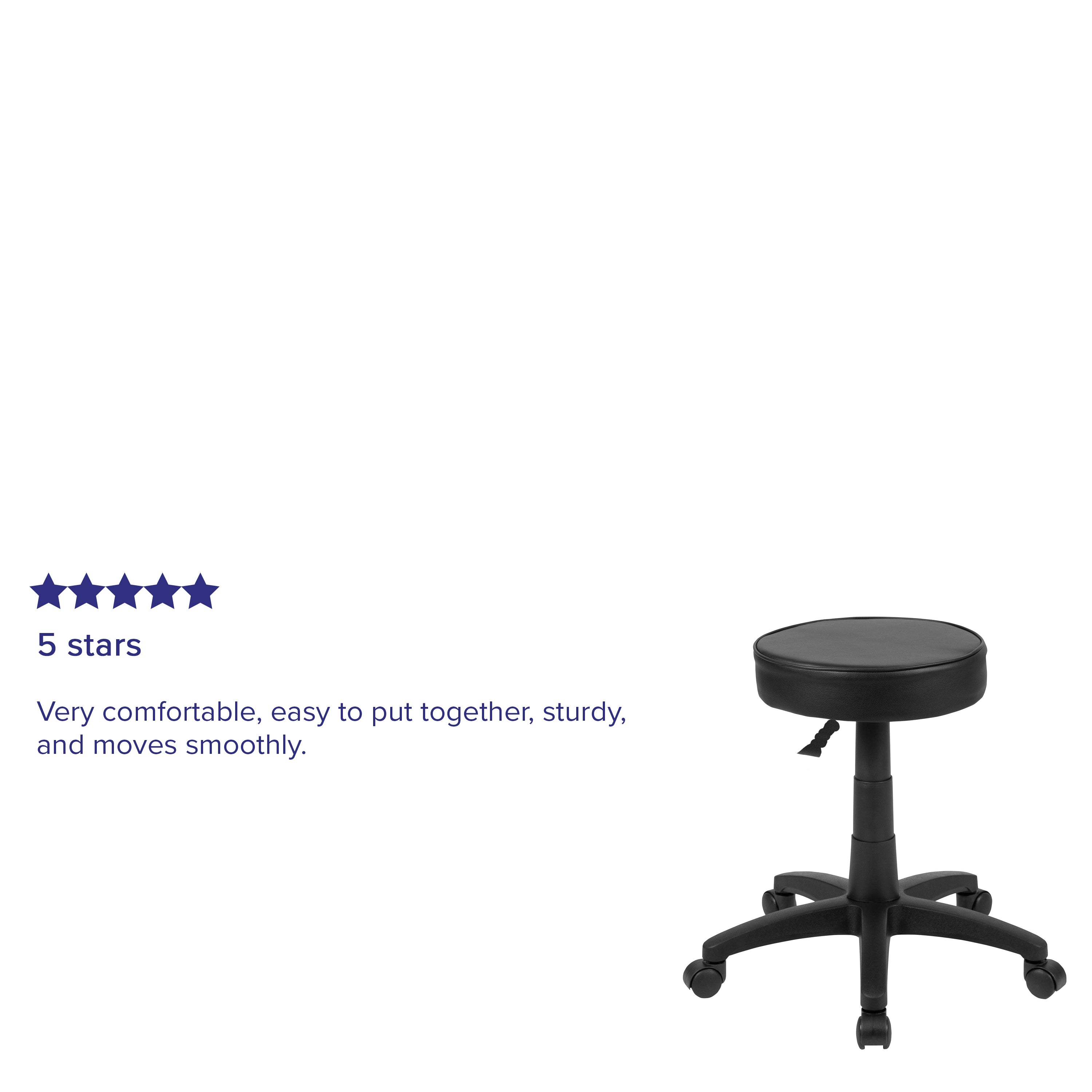Baker Black Adjustable Doctors Stool on Wheels with Ergonomic Molded Seat