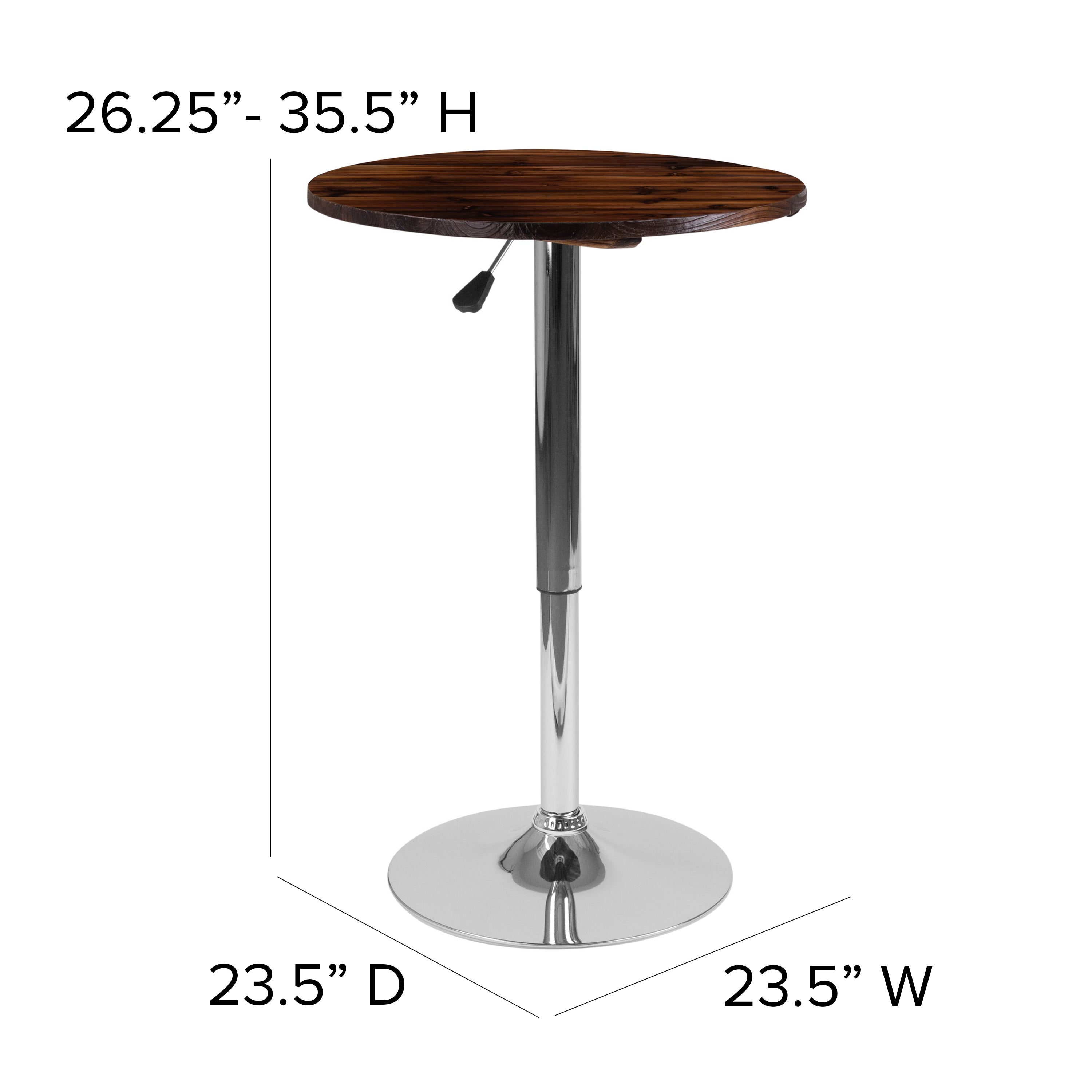 Hills 23.5'' Round Adjustable Height Rustic Pine Wood Table (Adjustable Range 26.25'' - 35.5'')