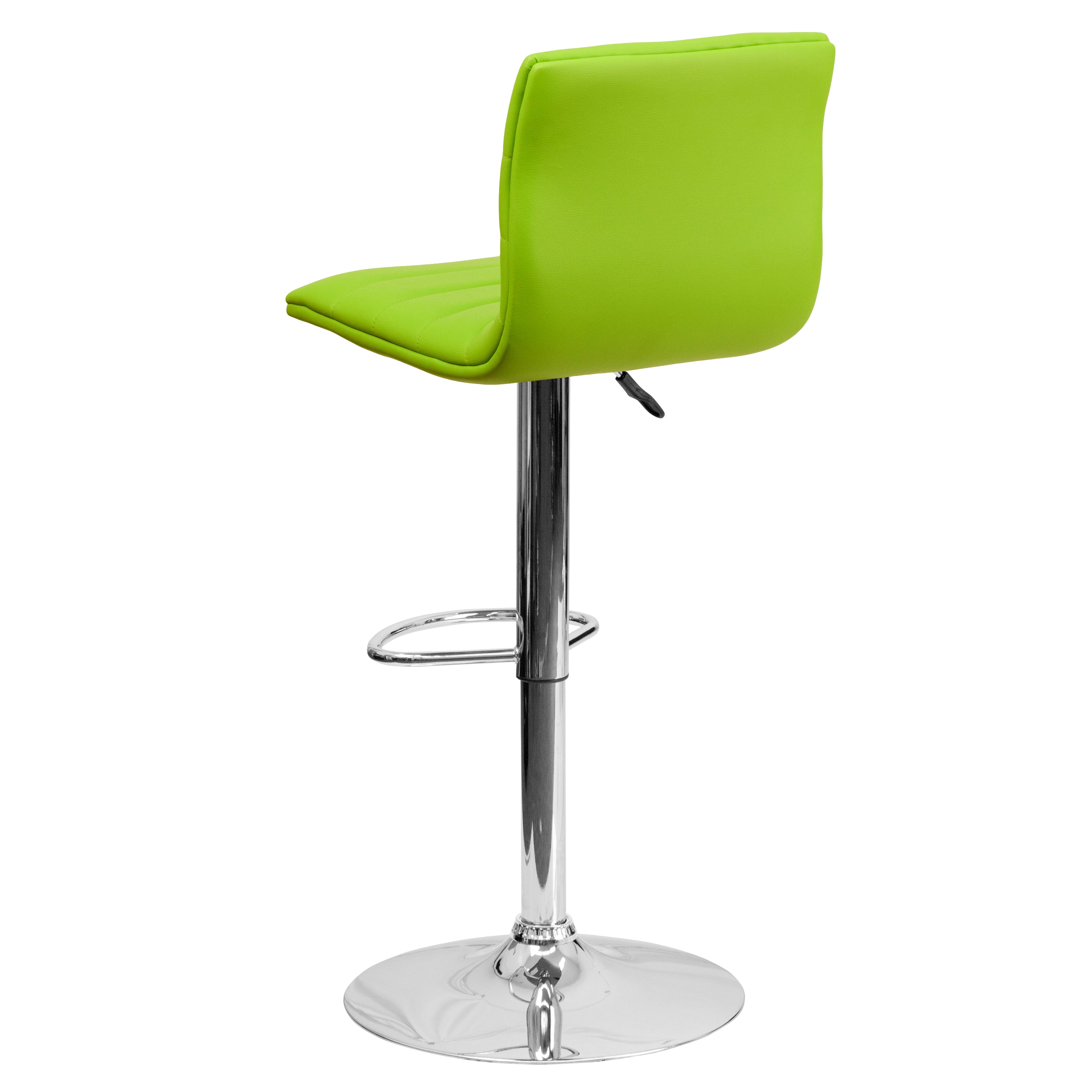 Vincent Modern Green Vinyl Adjustable Bar Stool with Back, Swivel Stool with Chrome Pedestal Base and Footrest