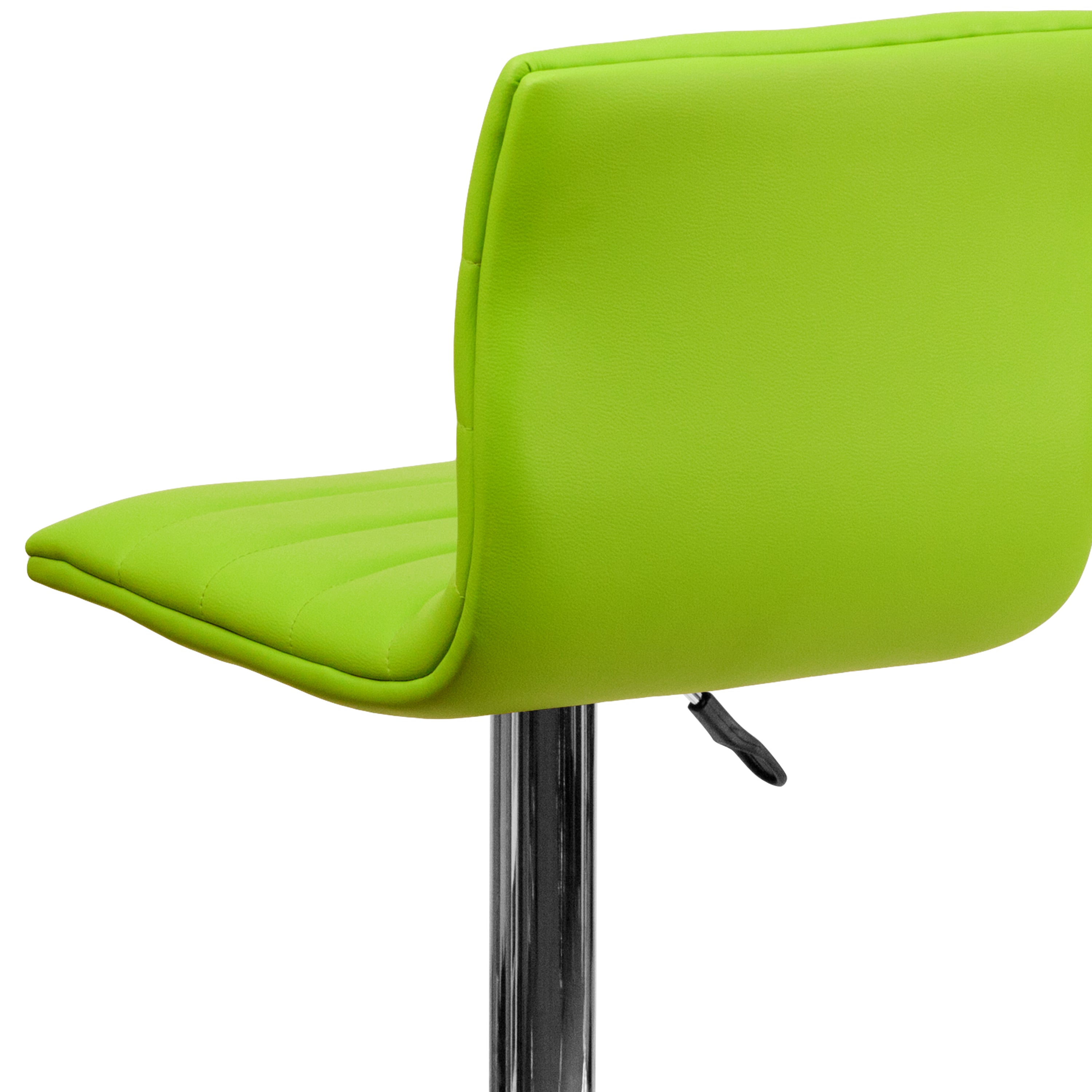Vincent Modern Green Vinyl Adjustable Bar Stool with Back, Swivel Stool with Chrome Pedestal Base and Footrest