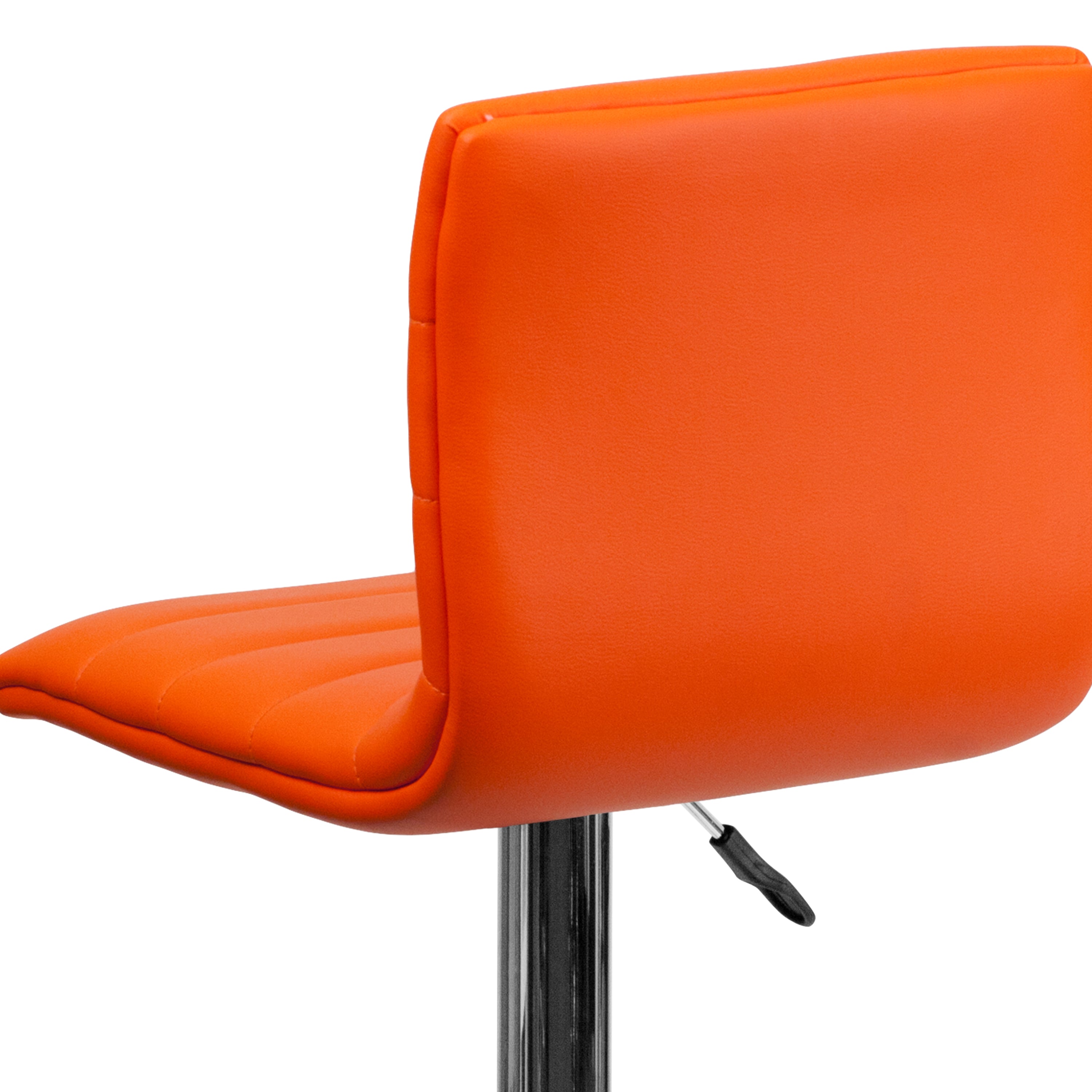 Vincent Modern Orange Vinyl Adjustable Bar Stool with Back, Swivel Stool with Chrome Pedestal Base and Footrest