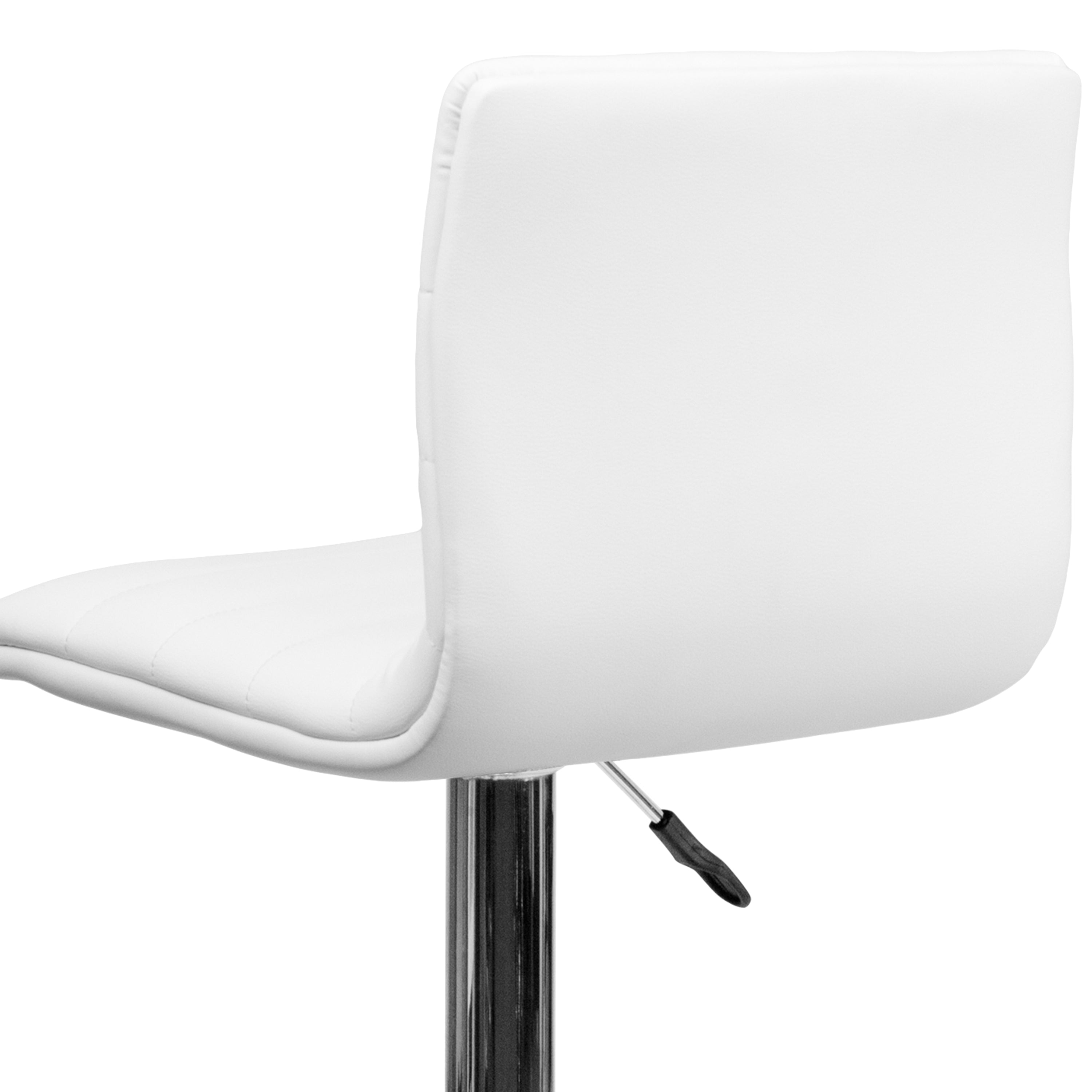 Vincent Modern White Vinyl Adjustable Bar Stool with Back, Swivel Stool with Chrome Pedestal Base and Footrest