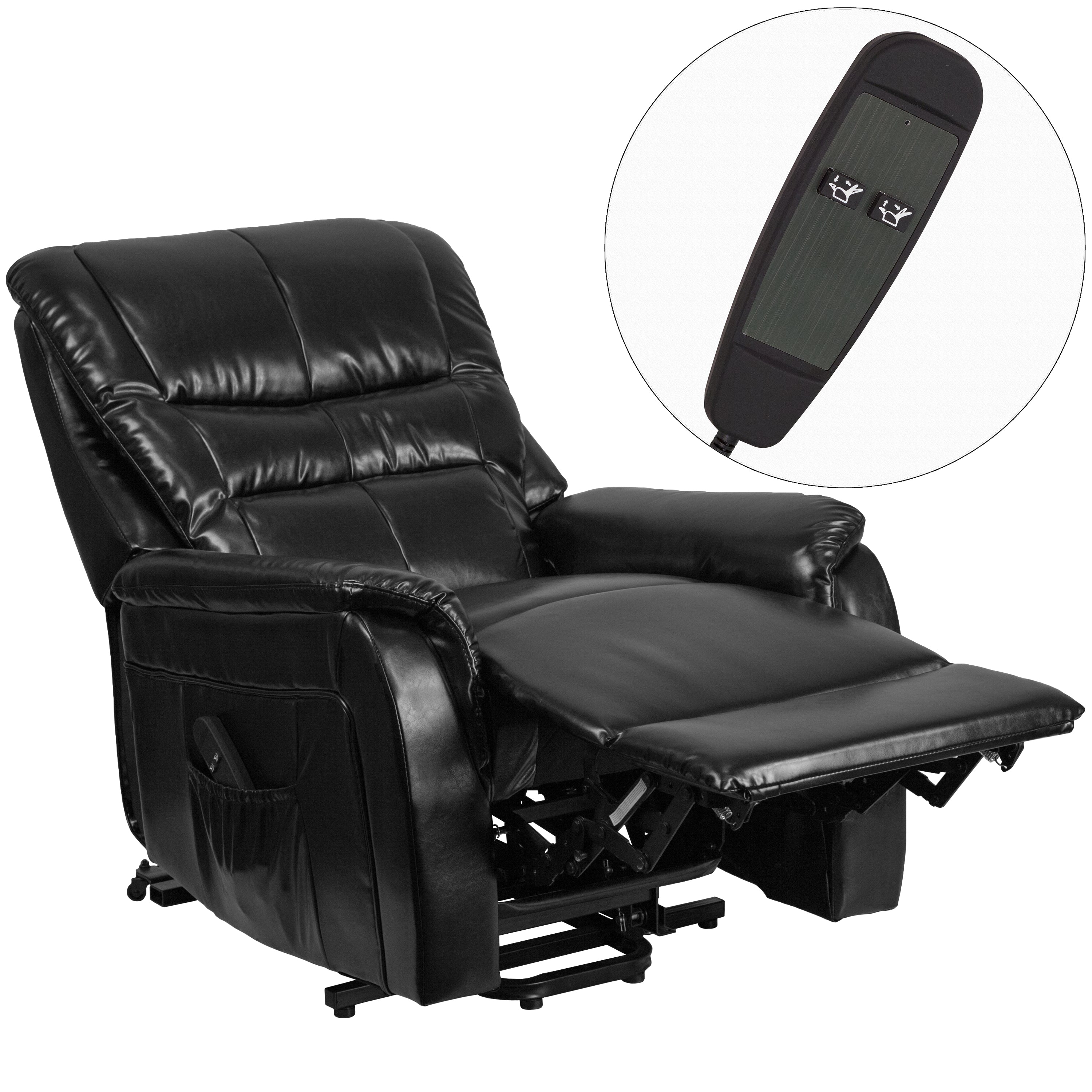 HERCULES Series Black LeatherSoft Remote Powered Lift Recliner for Elderly