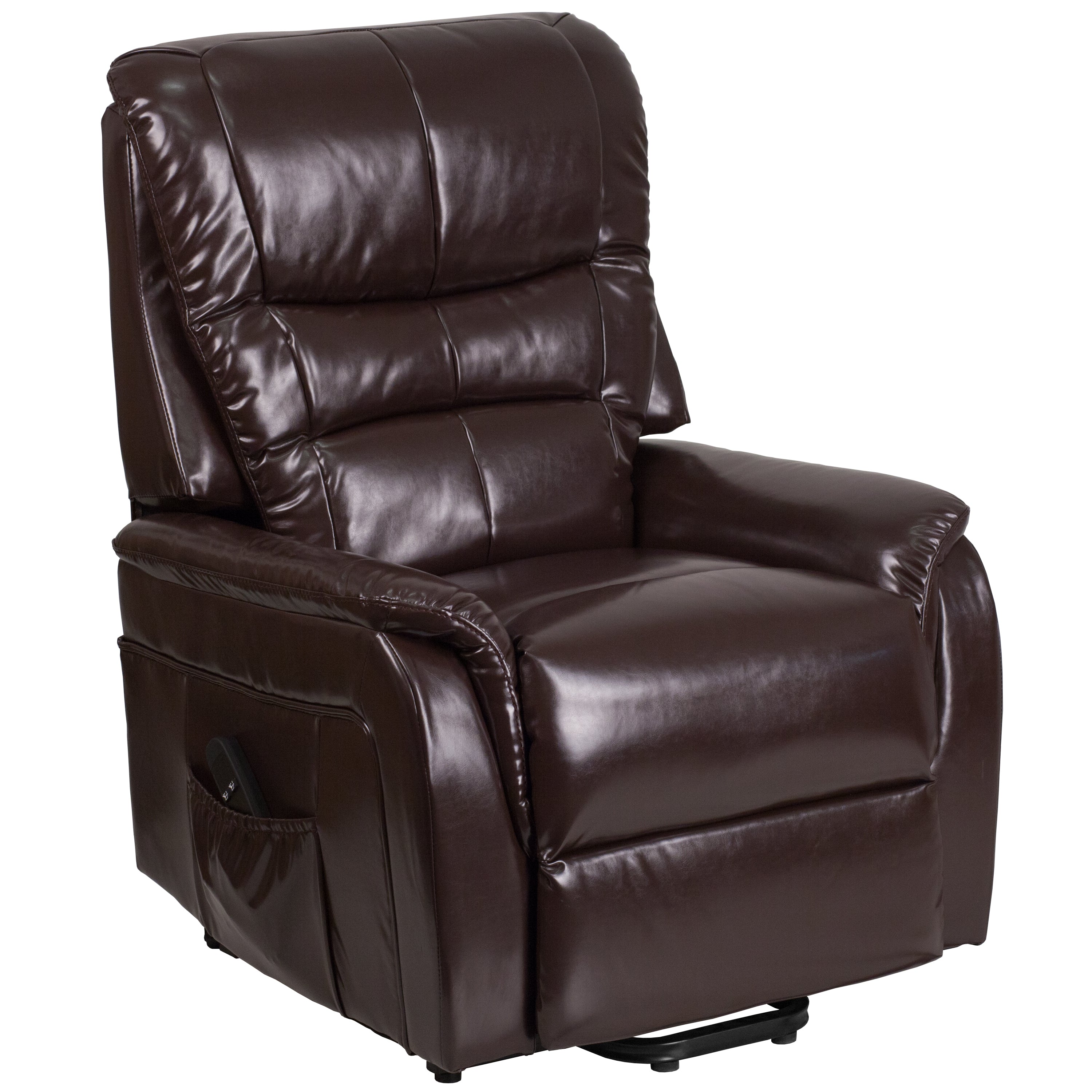 HERCULES Series Brown LeatherSoft Remote Powered Lift Recliner for Elderly