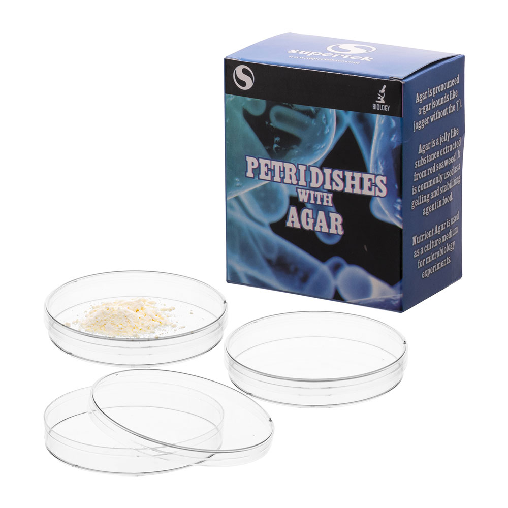 Plastic Petri Dish, Set Of 3, With Agar