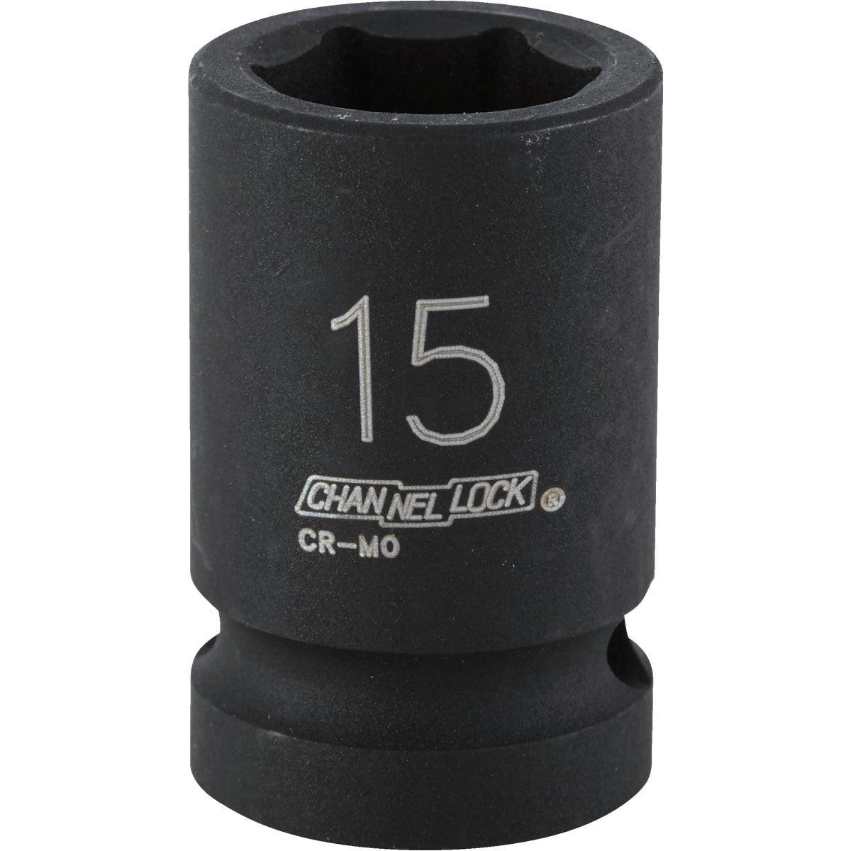 Channellock 1/2 In. Drive 15 mm 6-Point Shallow Metric Impact Socket