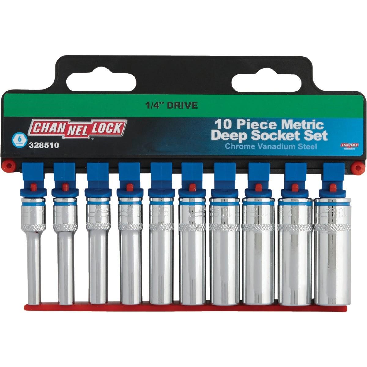 Channellock Metric 1/4 In. Drive 6-Point Deep Socket Set (10-Piece)