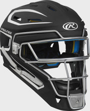 Rawlings Mach Matte 2-Tone Hockey Style Junior Catchers Helmet - Black/White