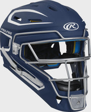 Rawlings Mach Matte 2-Tone Hockey Style Junior Catchers Helmet - Navy/White