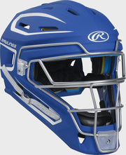 Rawlings Mach Matte 2-Tone Hockey Style Junior Catchers Helmet - Royal/White