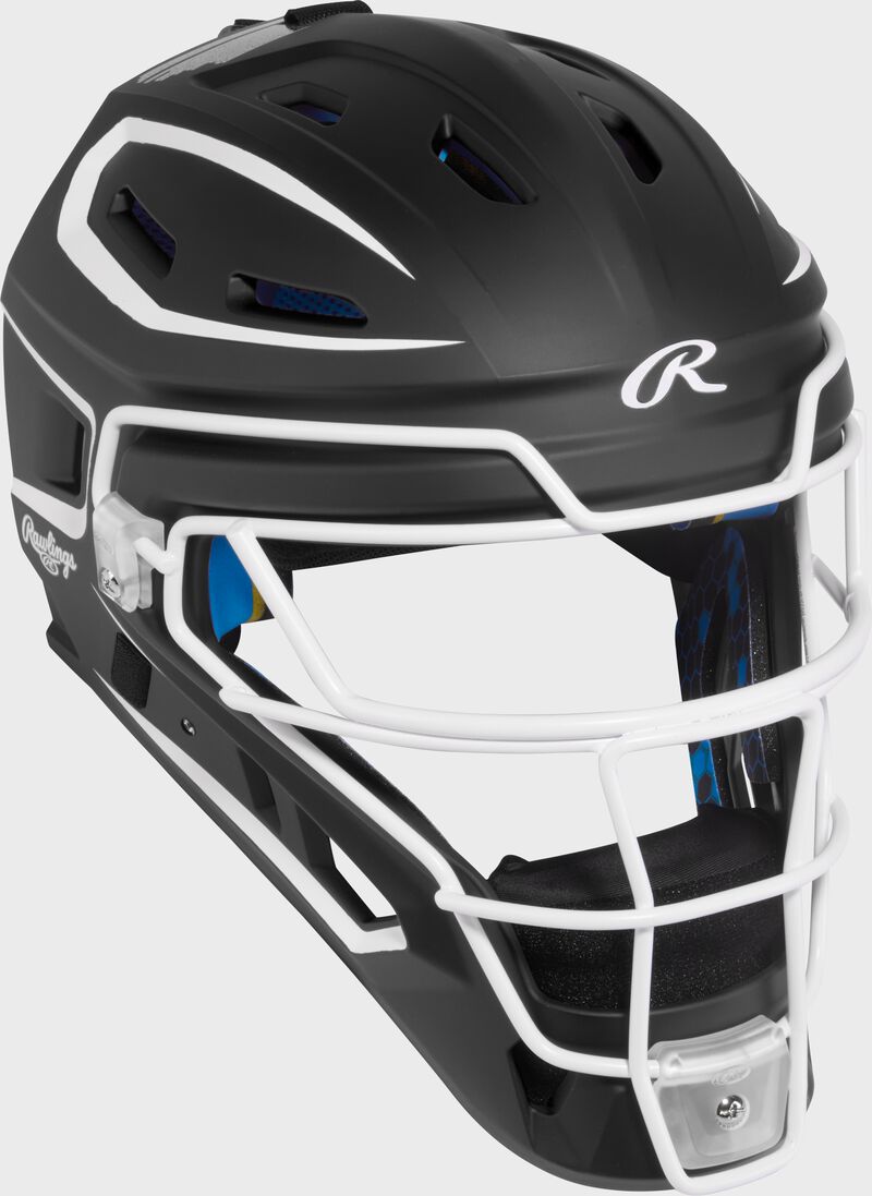 Rawlings Mach Pro Series Senior Hockey-Style Catchers Helmet - Black/White