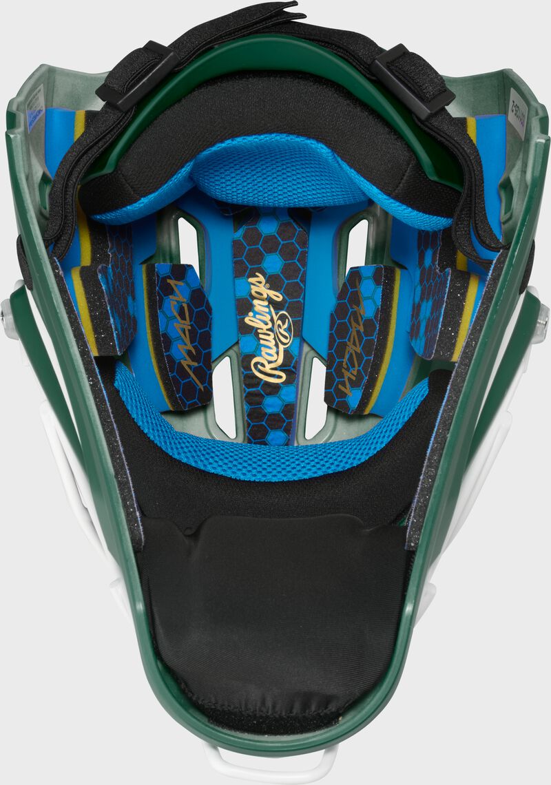 Rawlings Mach Pro Series Junior Hockey-Style Catchers Helmet - Dark Green/White