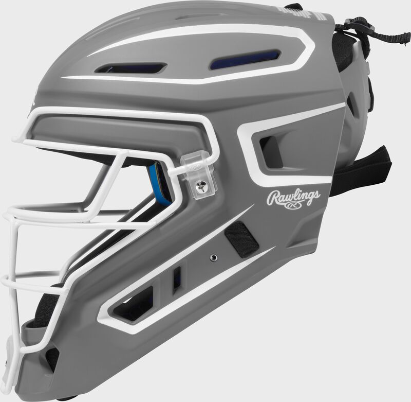 Rawlings Mach Pro Series Senior Hockey-Style Catchers Helmet - Graphite/White