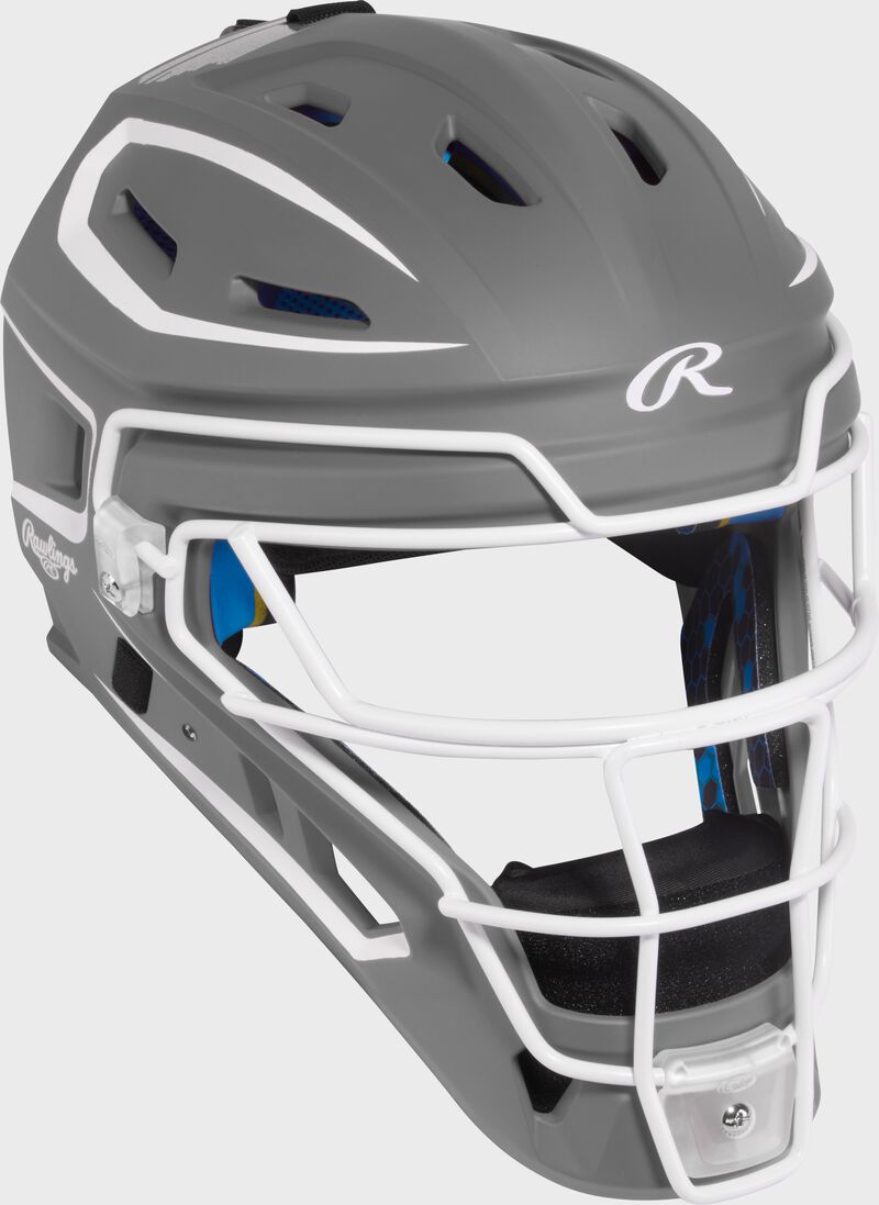 Rawlings Mach Pro Series Senior Hockey-Style Catchers Helmet - Graphite/White