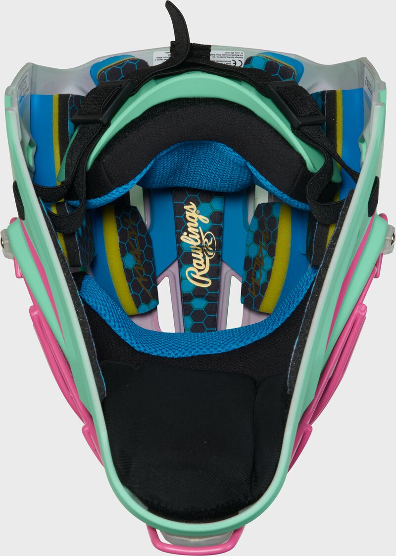 Rawlings Mach Pro Series Senior Hockey-Style Catchers Helmet - Mint/Pink
