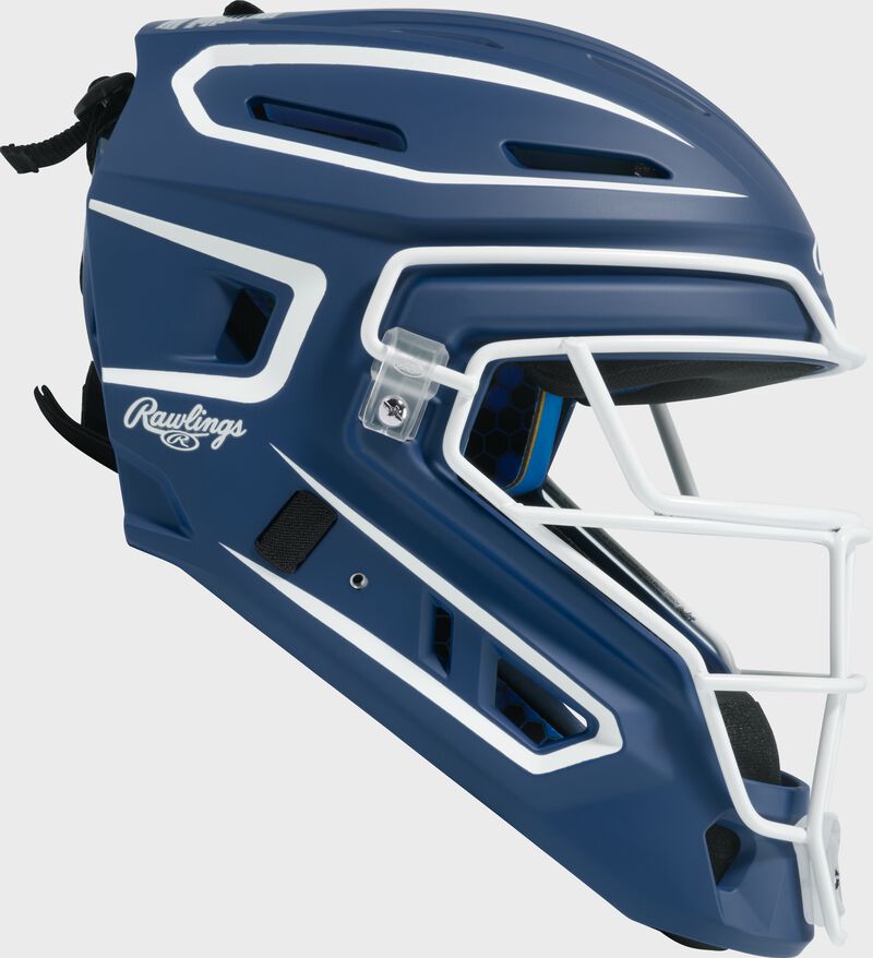 Rawlings Mach Pro Series Junior Hockey-Style Catchers Helmet - Navy/White