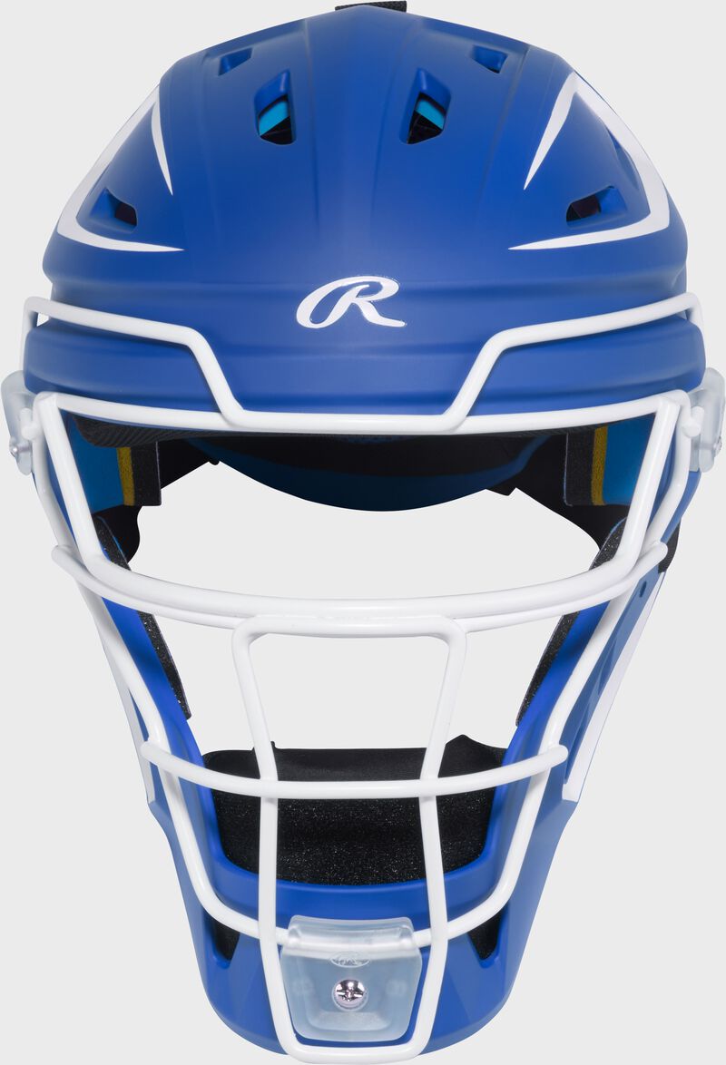 Rawlings Mach Pro Series Senior Hockey-Style Catchers Helmet - Royal/White