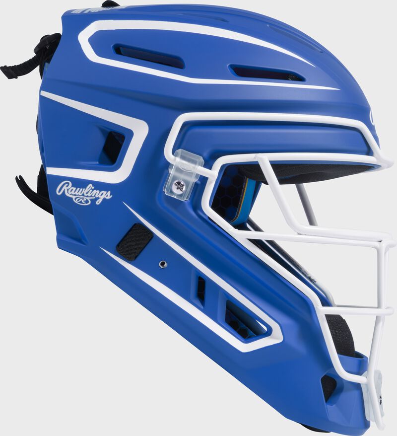 Rawlings Mach Pro Series Junior Hockey-Style Catchers Helmet - Royal/White