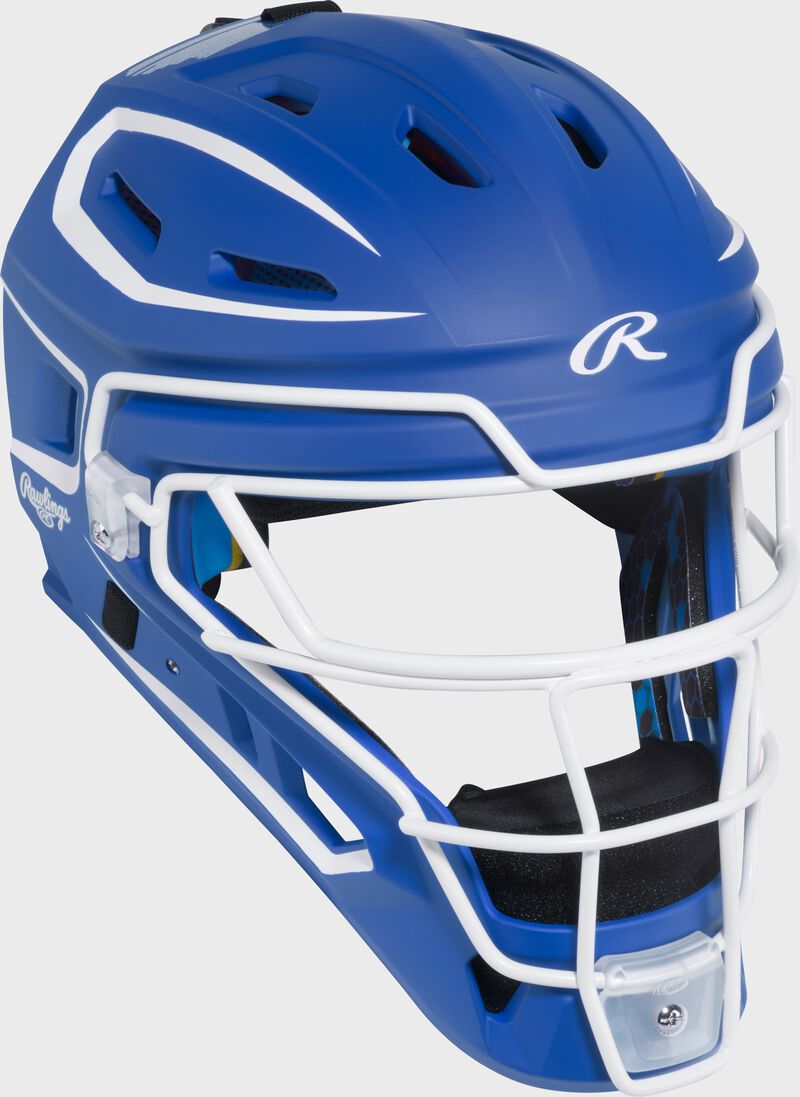 Rawlings Mach Pro Series Junior Hockey-Style Catchers Helmet - Royal/White