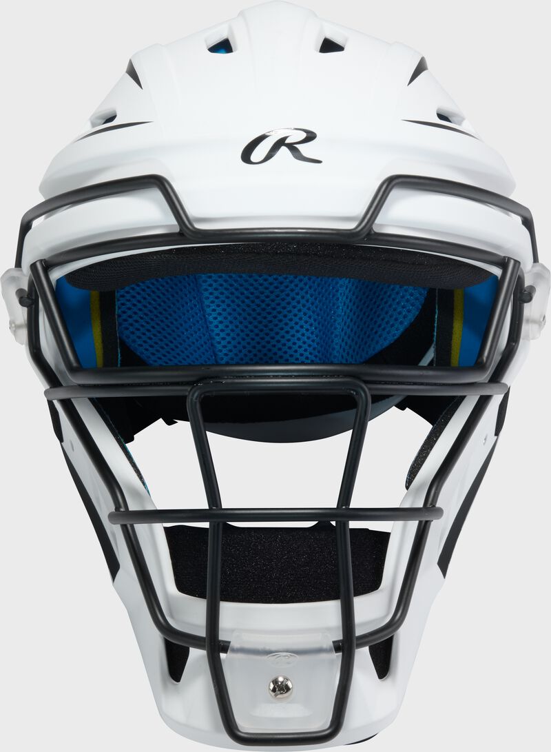Rawlings Mach Pro Series Senior Hockey-Style Catchers Helmet - White/Black