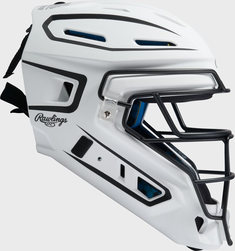 Rawlings Mach Pro Series Junior Hockey-Style Catchers Helmet - White/Black