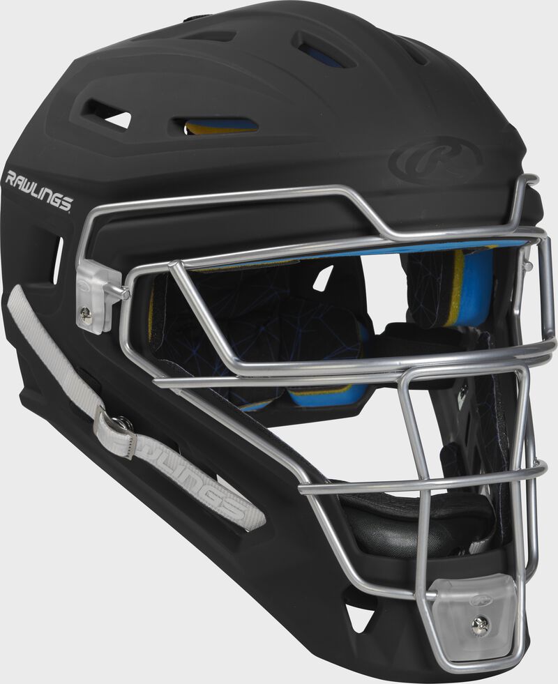 Rawlings Mach Matte 2-Tone Hockey Style Junior Catchers Helmet - Black/Black