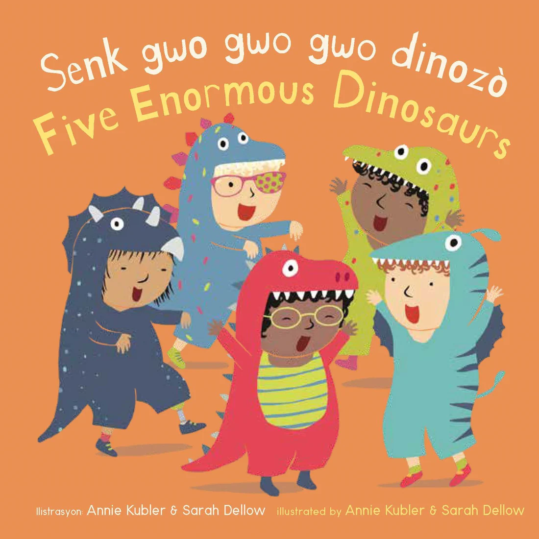 Senk gwo gwo gwo dinozò/Five Enormous Dinosaurs - Board book Edition