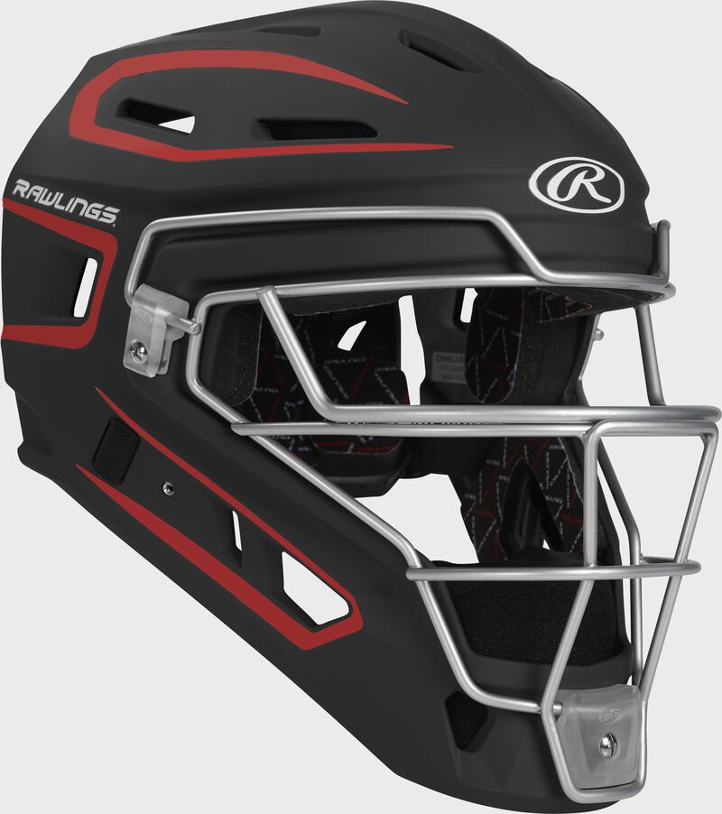 Rawlings Velo 2.0 Matte Senior Catchers Helmet - Black/Scarlet