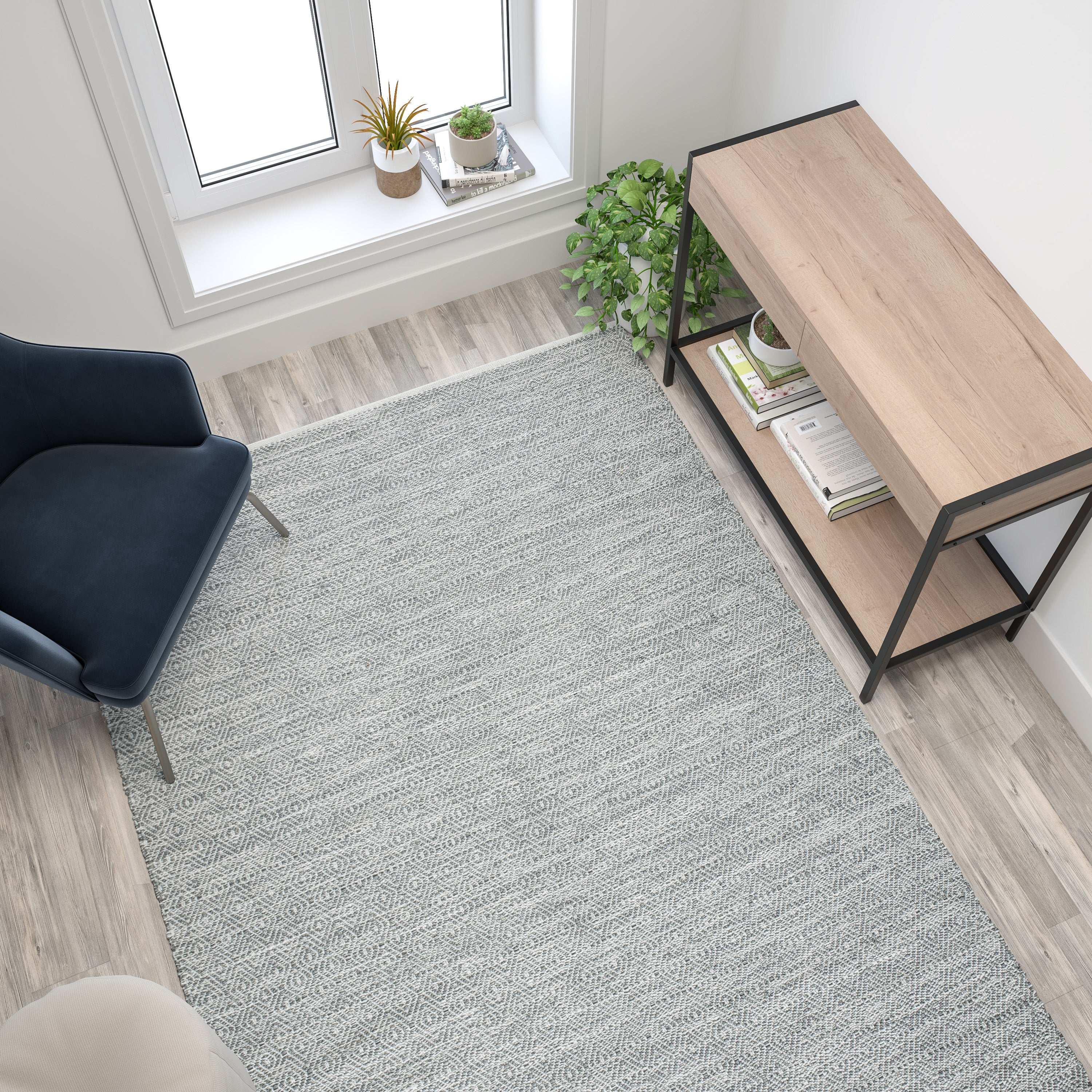 Abbott 5' x 7' Handwoven Indoor/Outdoor Diamond Pattern Area Rug in Grey