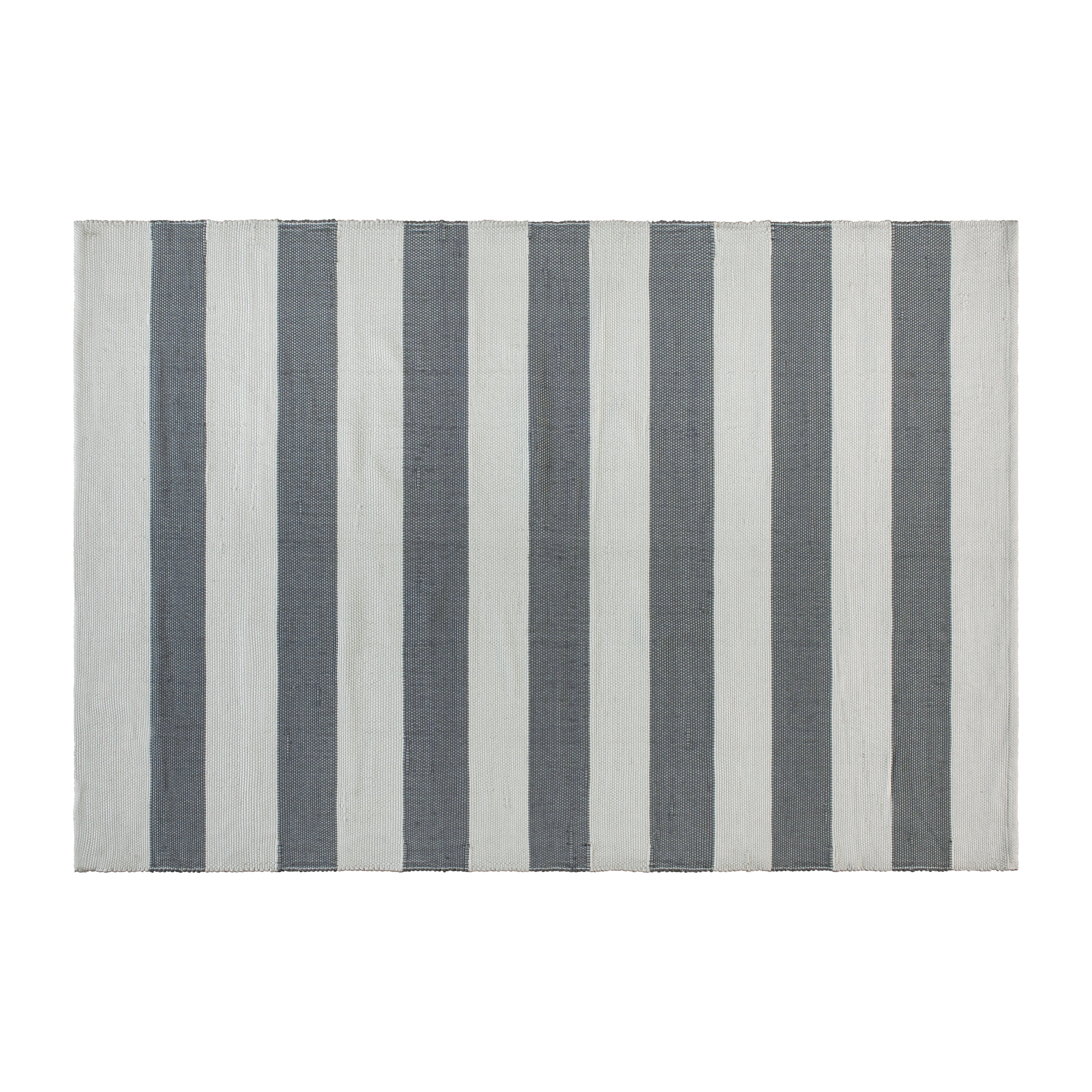 Melissa 5' x 7' Grey & White Striped Handwoven Indoor/Outdoor Cabana Style Stain Resistant Area Rug