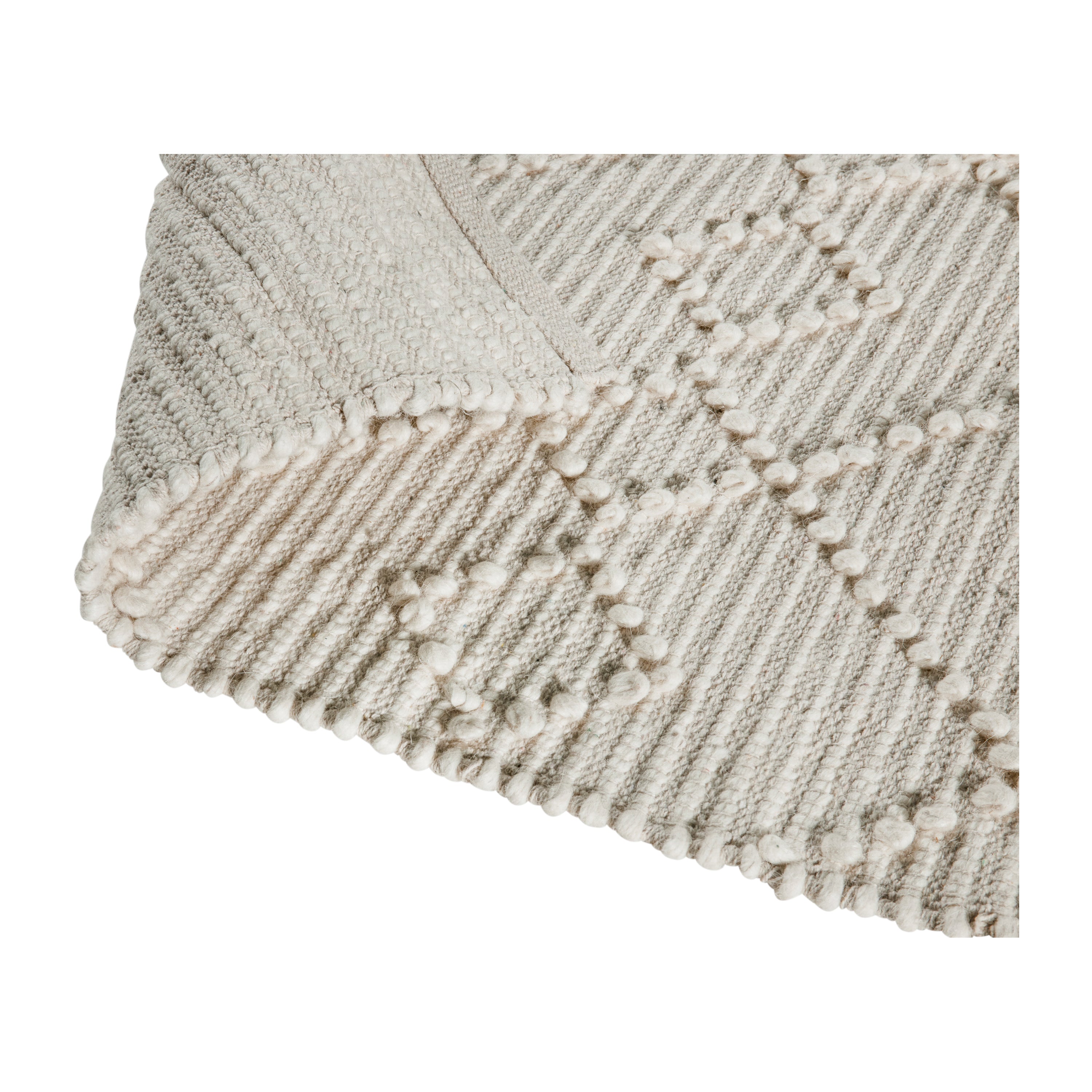 Melissa 8' x 10' White & Ivory Geometric Design Handwoven Area Rug - Wool/Polyester/Cotton Blend