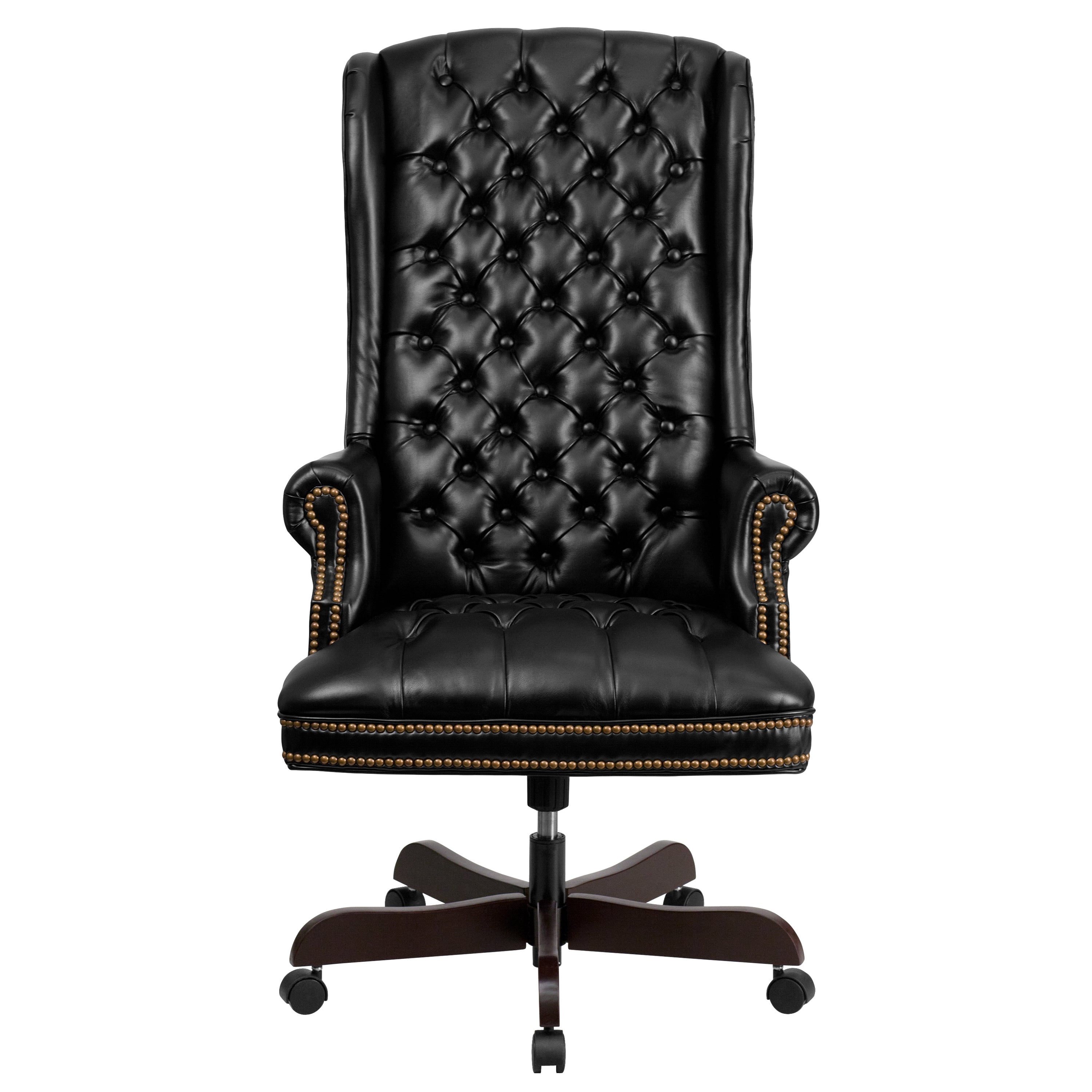 Turner High Back Traditional Fully Tufted Black LeatherSoft Executive Swivel Ergonomic Office Chair with Arms