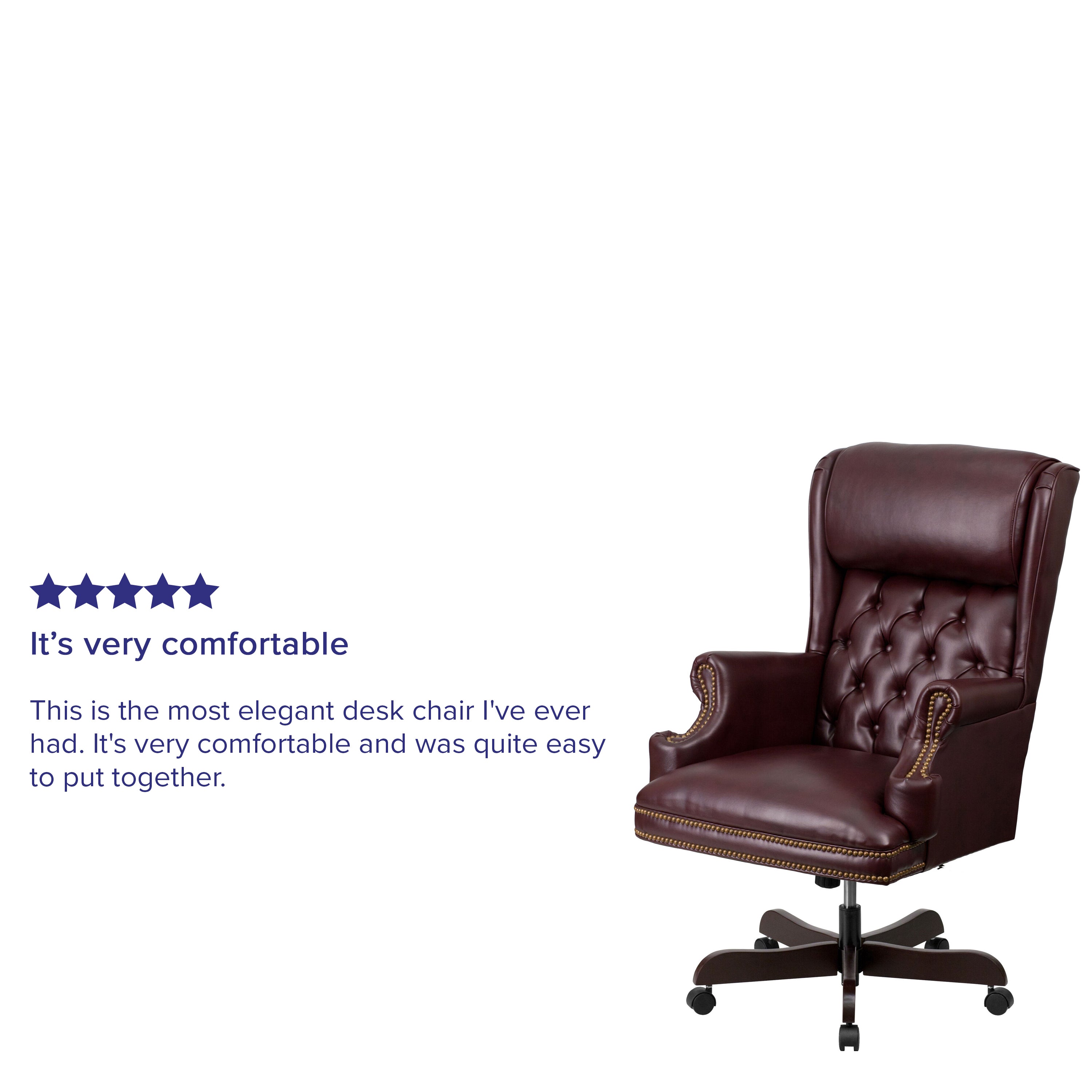 Ainslie High Back Traditional Tufted Burgundy LeatherSoft Executive Ergonomic Office Chair with Oversized Headrest & Arms