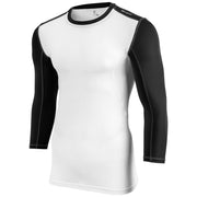 Compression Three Quarter Sleeve - White Black - Youth - Large
