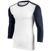 Compression Three Quarter Sleeve - White Navy - Adult - Large