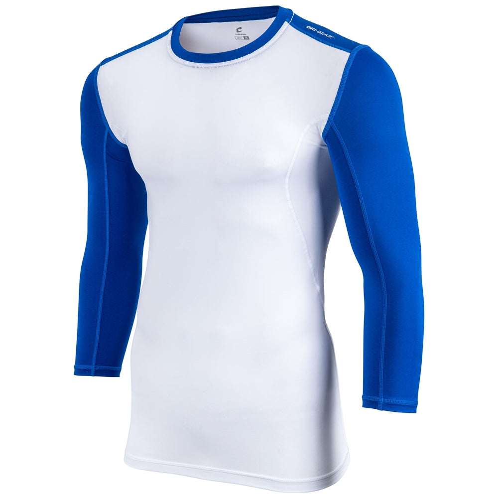 Compression Three Quarter Sleeve - White Royal - Adult - Medium