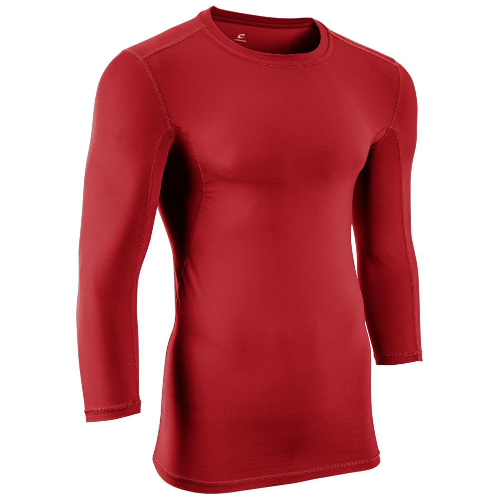 Compression Three Quarter Sleeve - Scarlet - Youth - Large