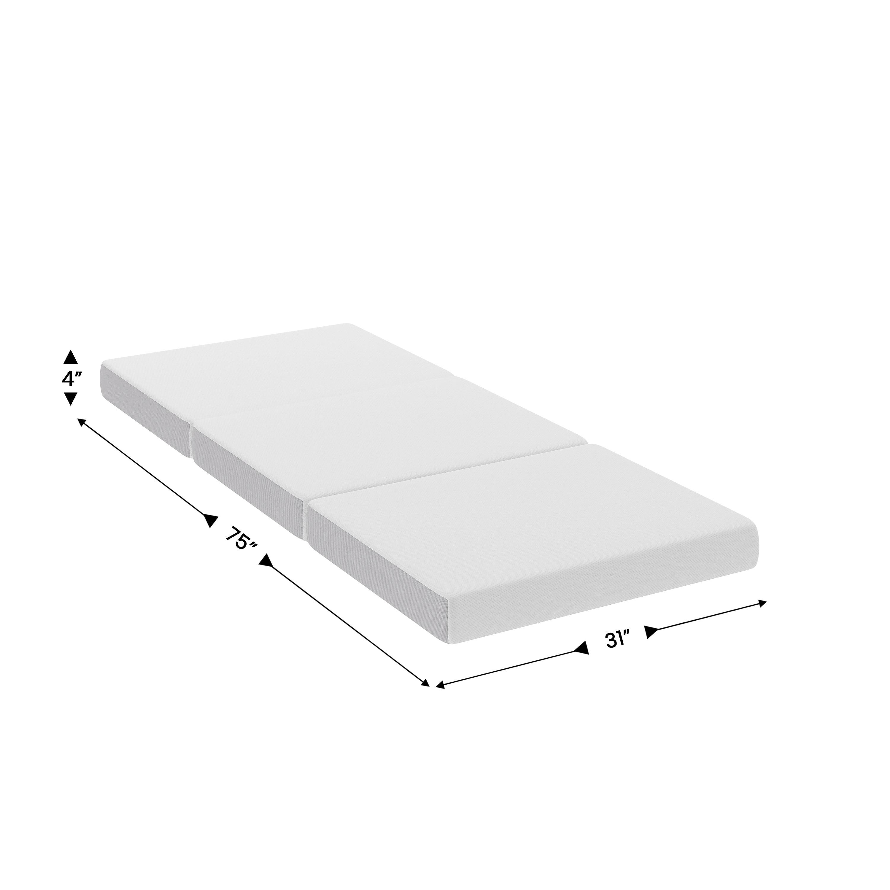 Cloud Portable Tri-Fold 4" Cooling Memory Foam Cot Mattress in a Box with Removable Washable Cover