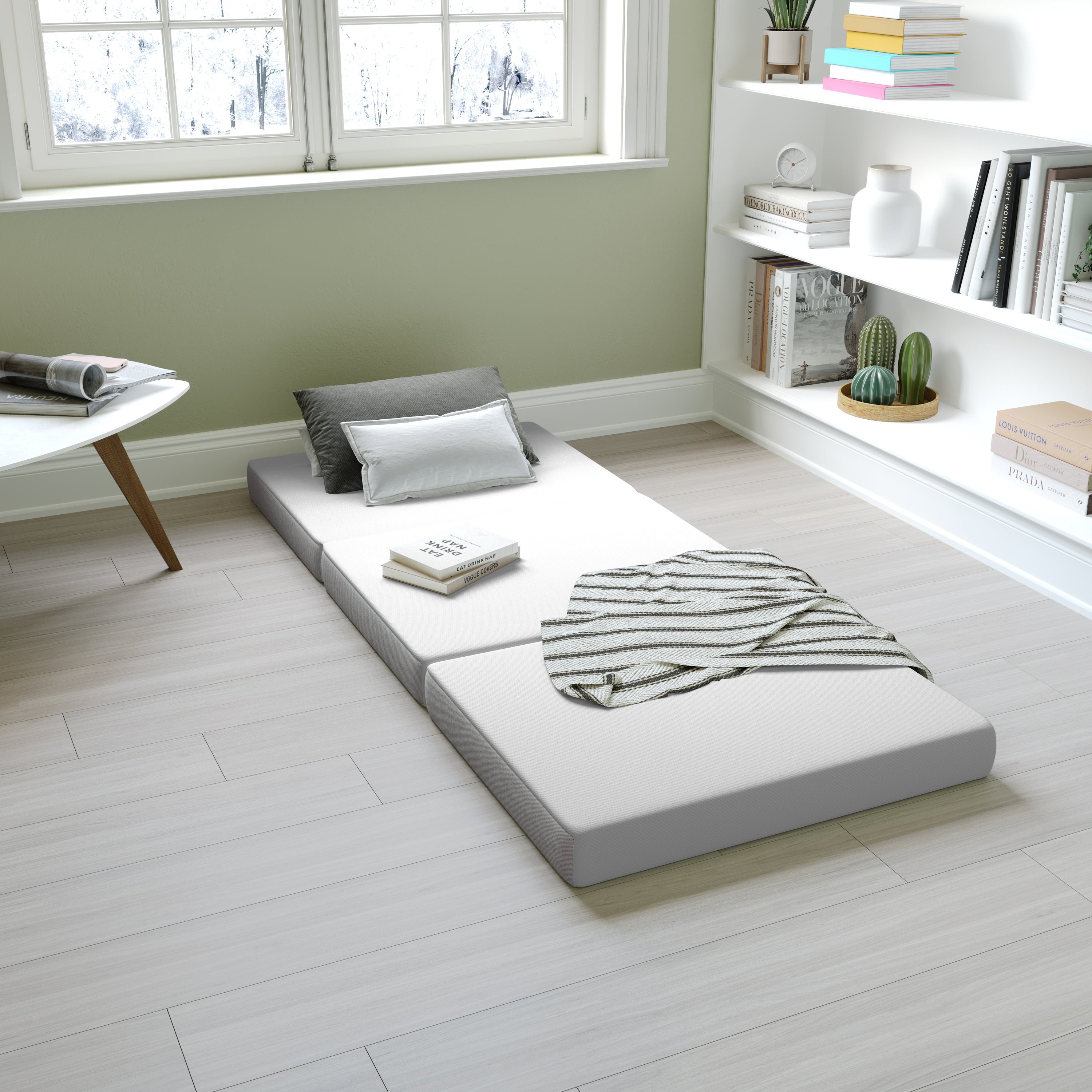Cloud Portable Tri-Fold 4" Cooling Memory Foam Cot Mattress in a Box with Removable Washable Cover